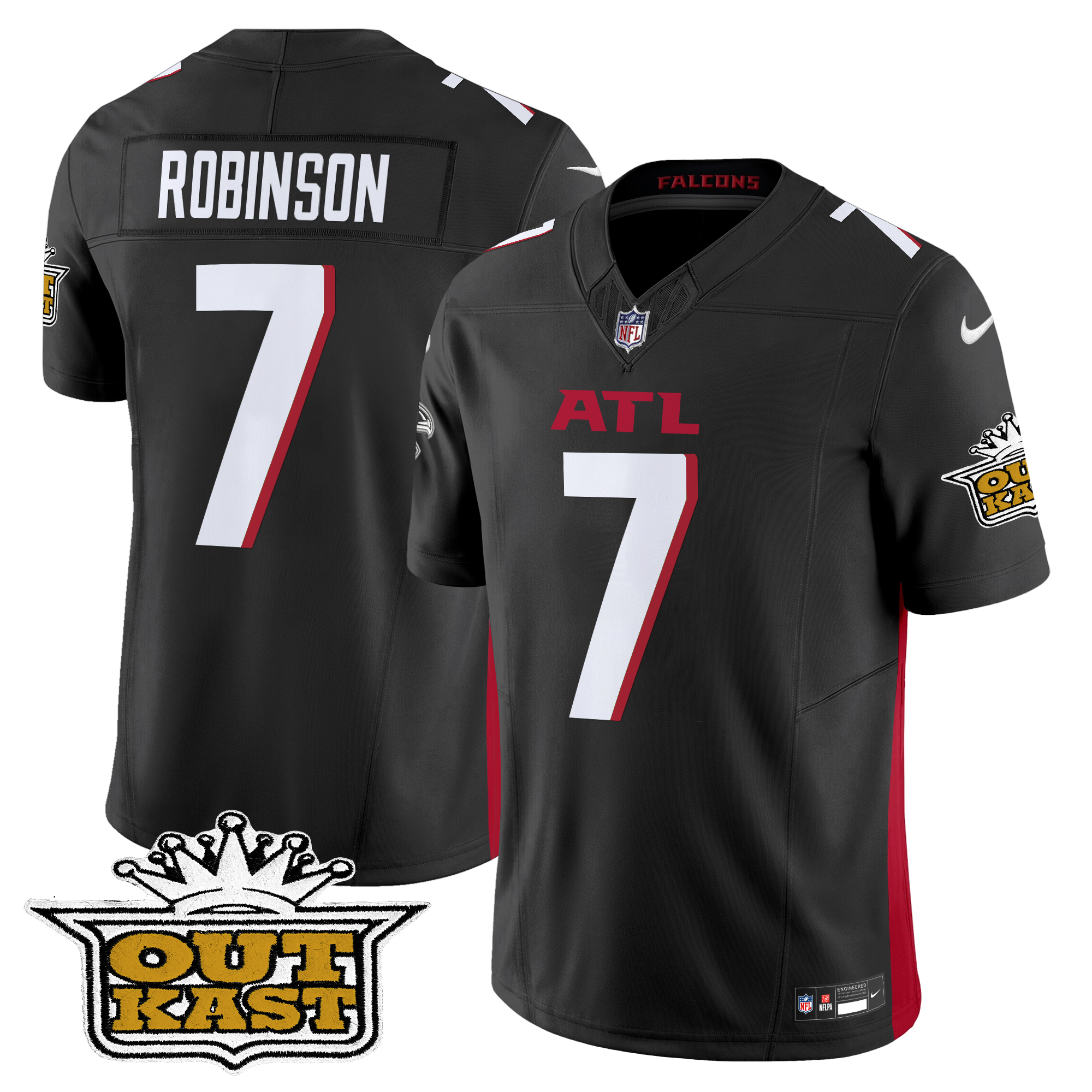 Bijan Robinson Men's Outkast x Atlanta Falcons 2024 Vapor Limited Black Jersey - All Stitched