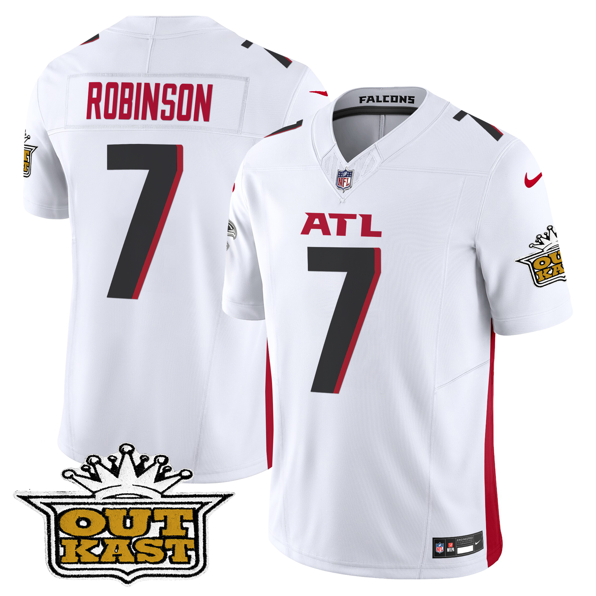 Bijan Robinson Men's Outkast x Atlanta Falcons 2024 Vapor Limited White Jersey - All Stitched