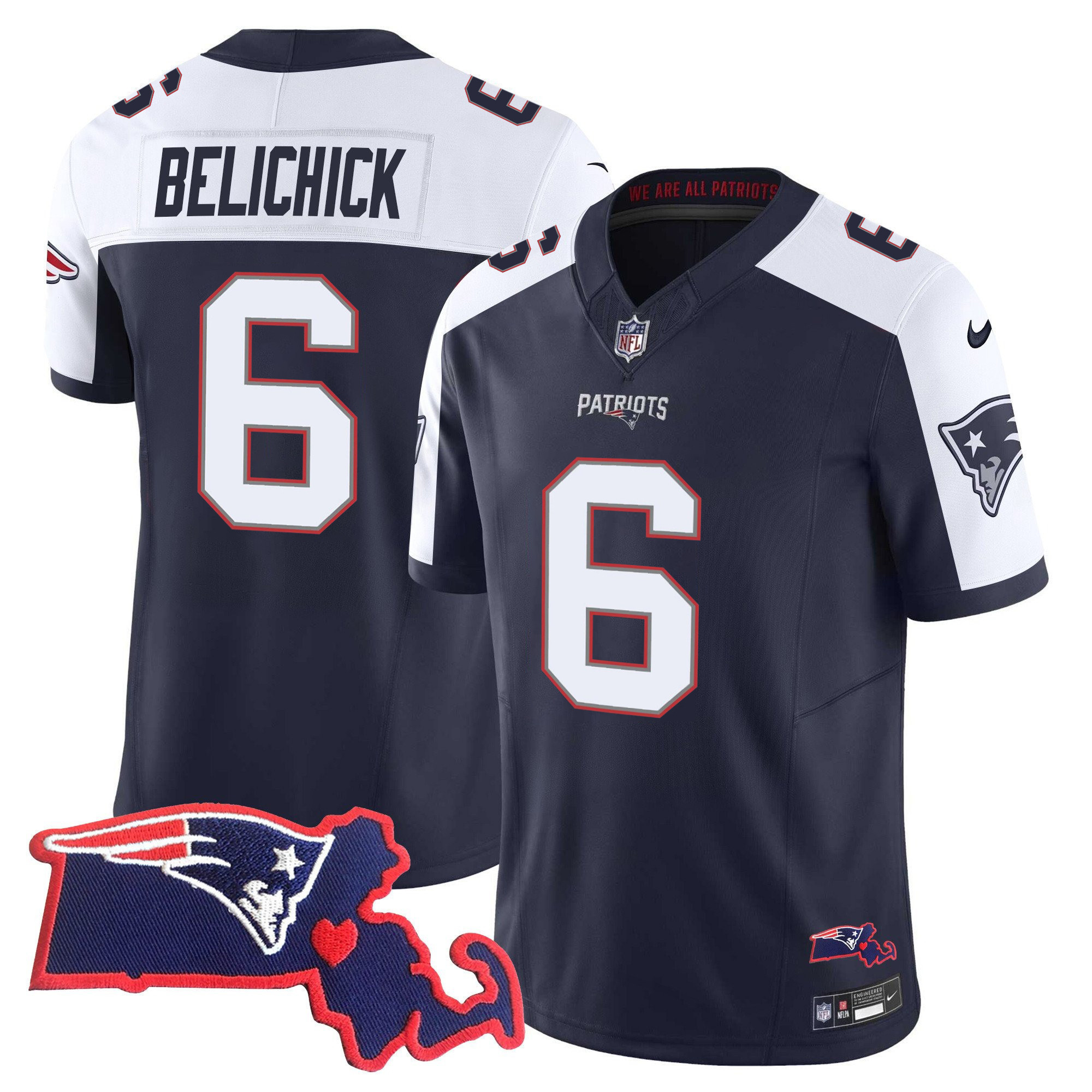 Bill Belichick Men's New England Patriots Bill Belichick 6x Champions Vapor Alternate Jersey - All Stitched