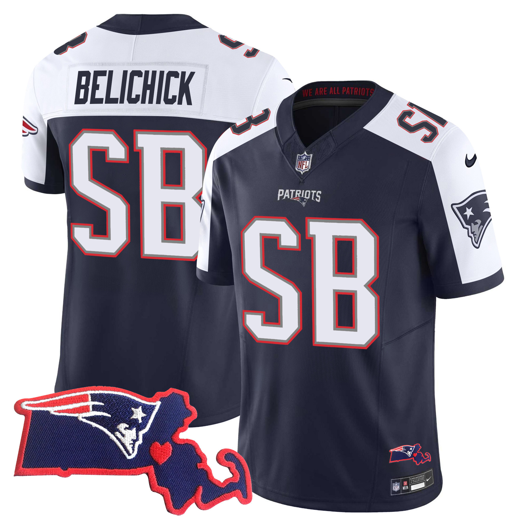 Bill Belichick Men's New England Patriots Bill Belichick "SB 36, 38, 39, 49, 51 Champions" Vapor Alternate Jersey - All Stitched