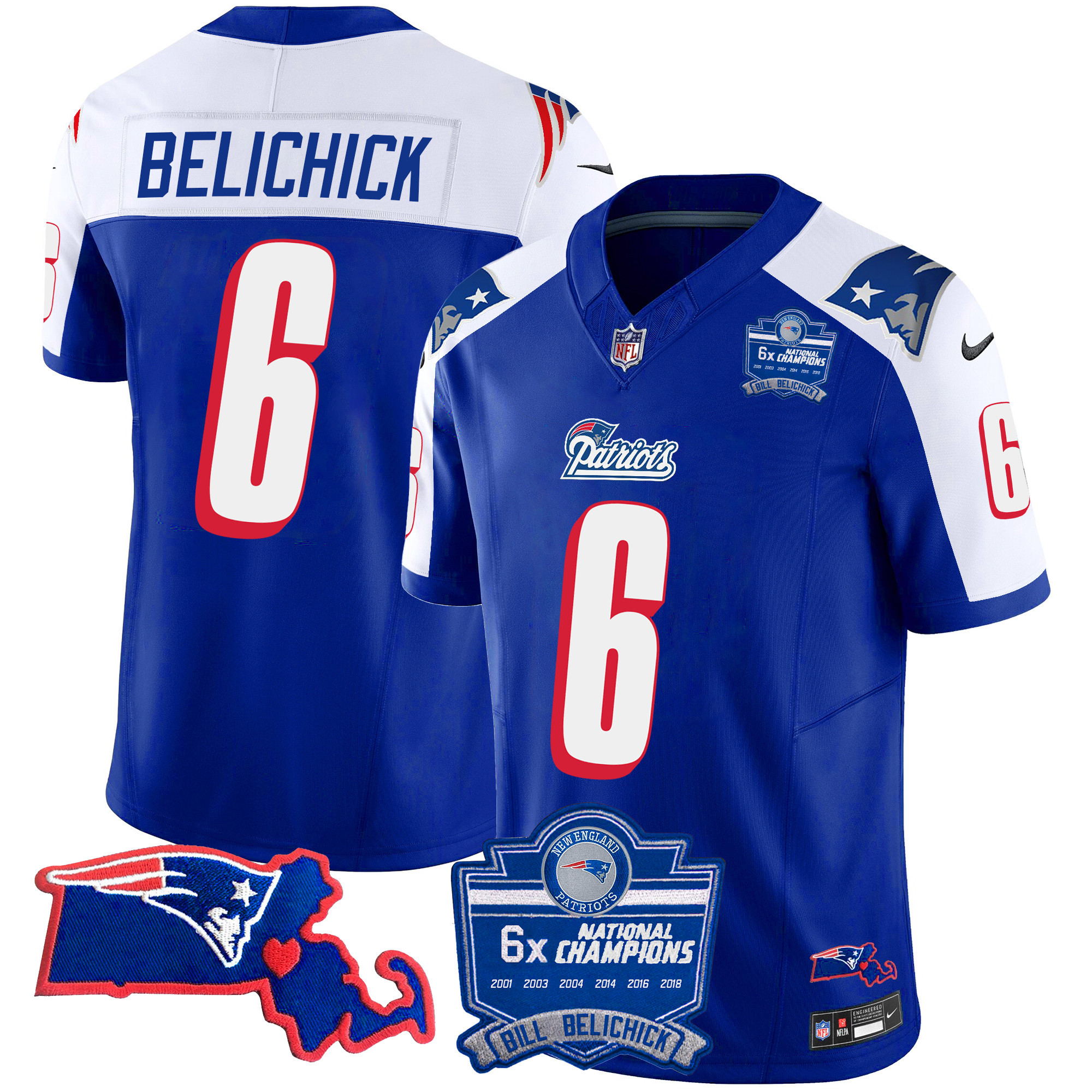 Bill Belichick Women's New England Patriots Bill Belichick 6x Champions Patch Vapor 1996 Alternate Jersey - All Stitched
