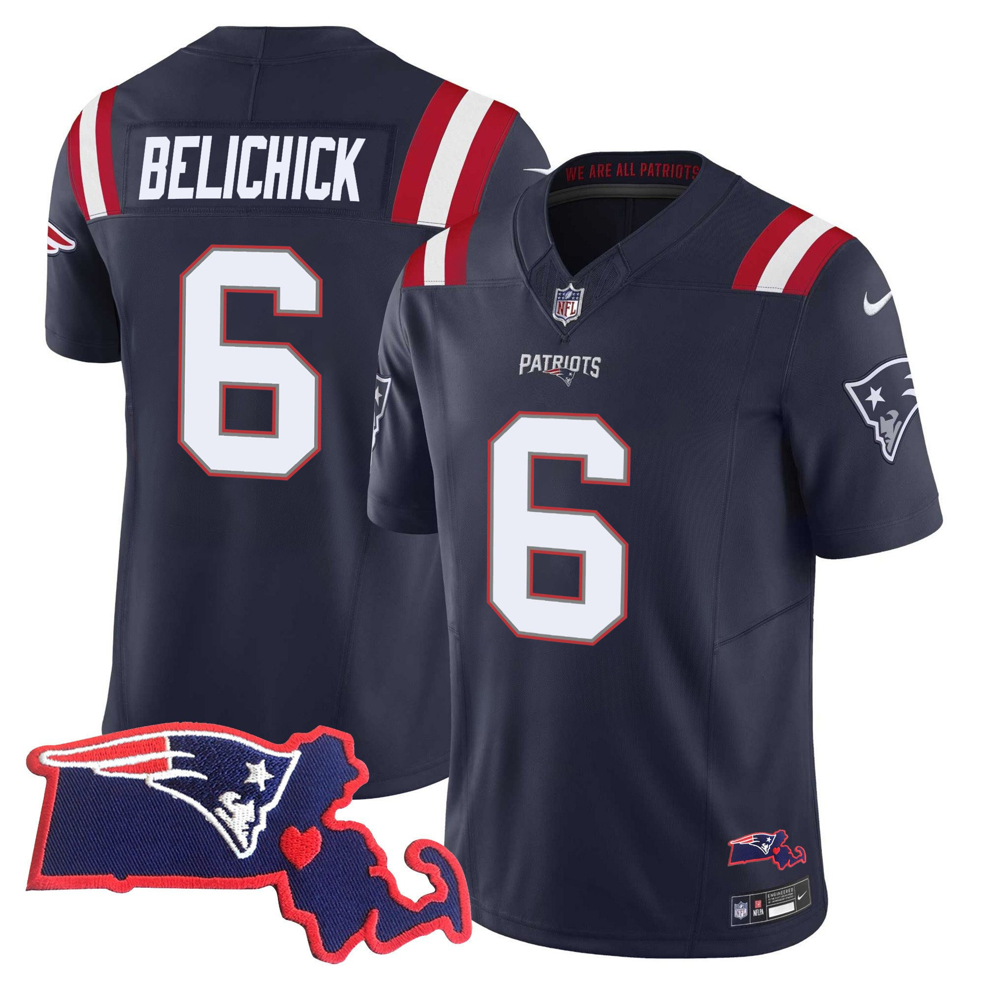 Bill Belichick Women's New England Patriots Bill Belichick 6x Champions Vapor Navy Jersey - All Stitched