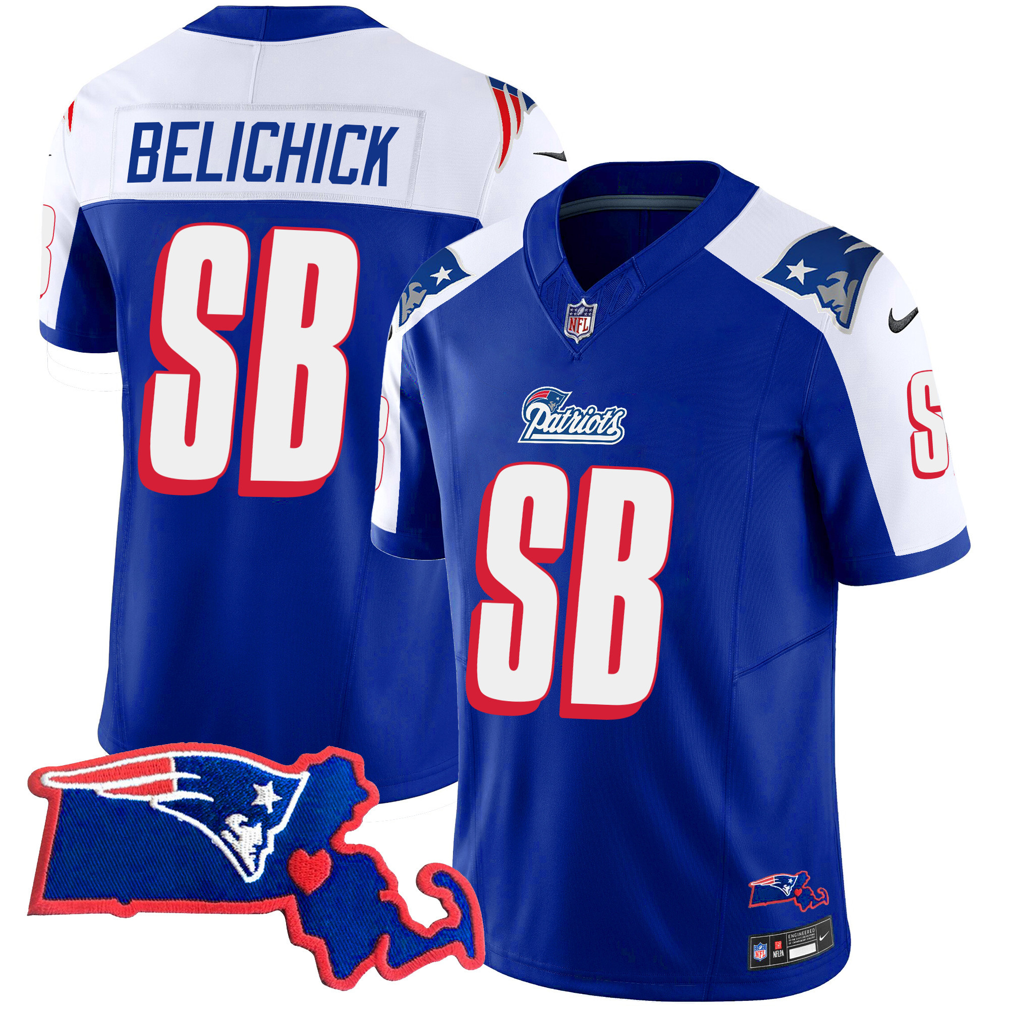 Bill Belichick Women's New England Patriots Bill Belichick "SB 36, 38, 39, 49, 51 Champions" Vapor 1996 Alternate Jersey - All Stitched
