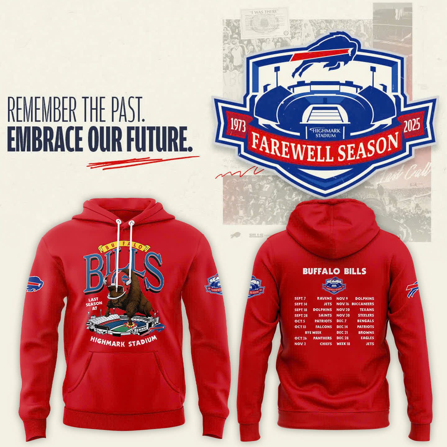 Bills Highmark Stadium Farewell Season Commemorative Hoodie