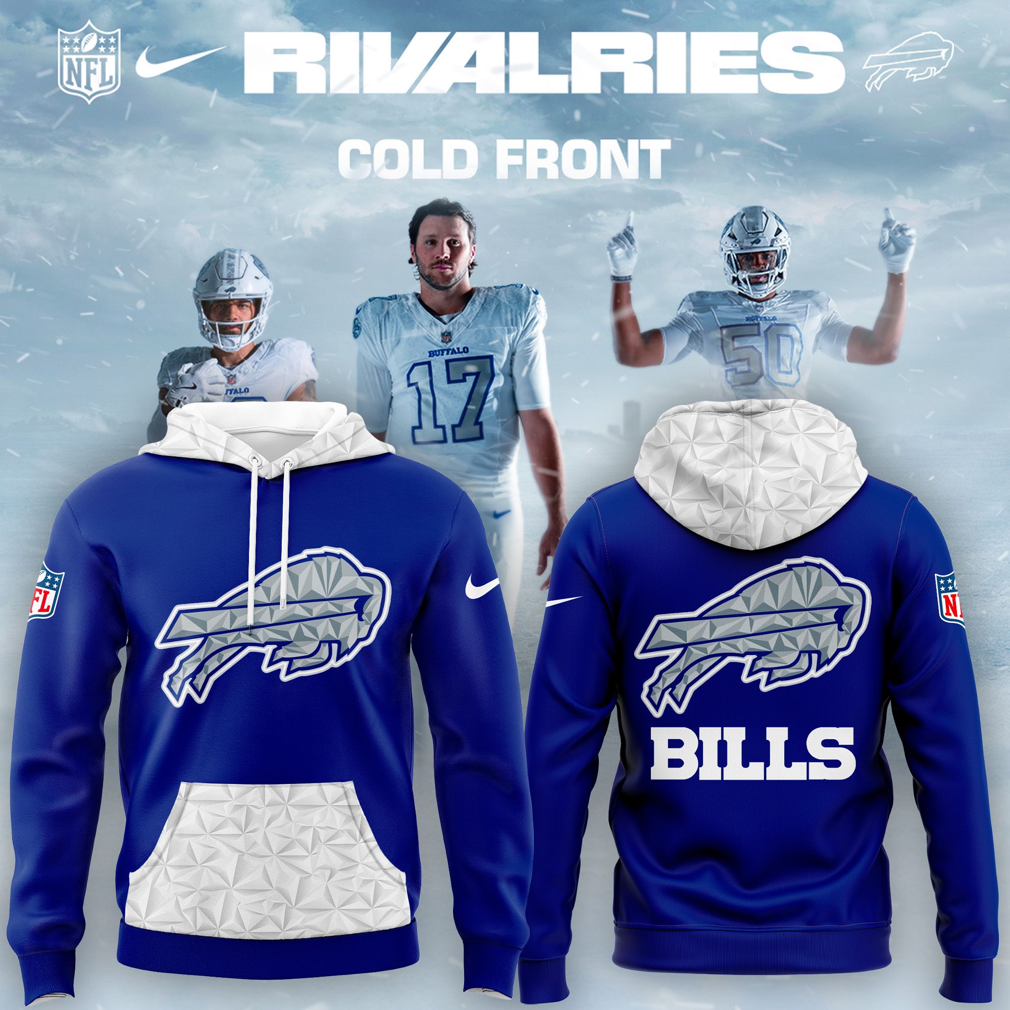 Bills Mafia NFL Limited Blue Cold Front Warm Hoodie