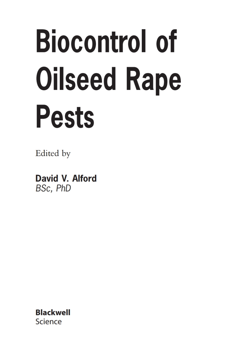 Biocontrol of Oilseed Rape Pests 1st Edition â€“ PDF/EPUB Version Downloadable