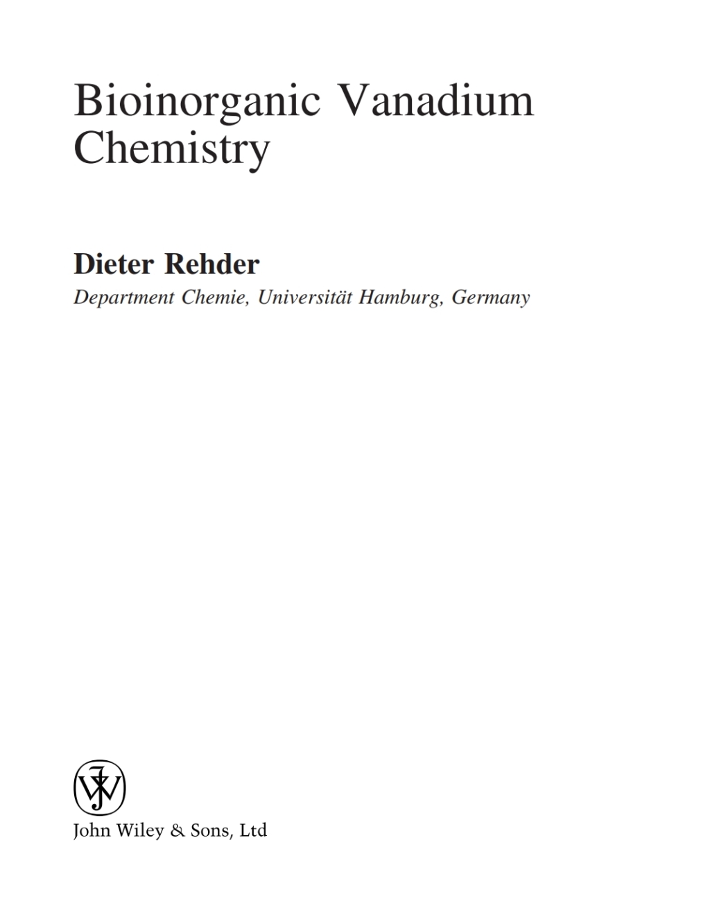 Bioinorganic Vanadium Chemistry 1st Edition â€“ PDF/EPUB Version Downloadable