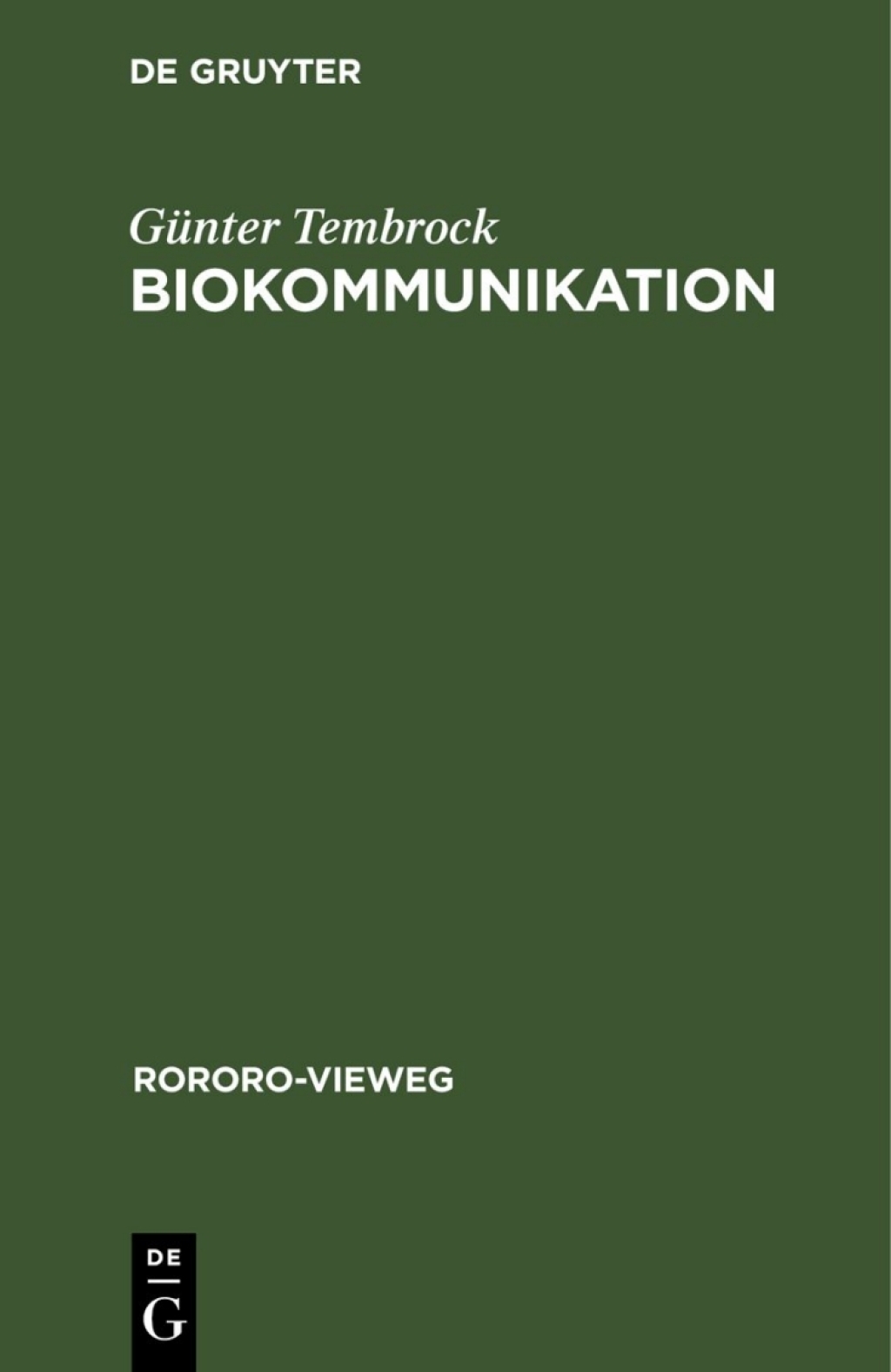 Biokommunikation InformationsÃ¼bertragung im biologischen Bereich 1st Edition â€“ PDF/EPUB Version Downloadable