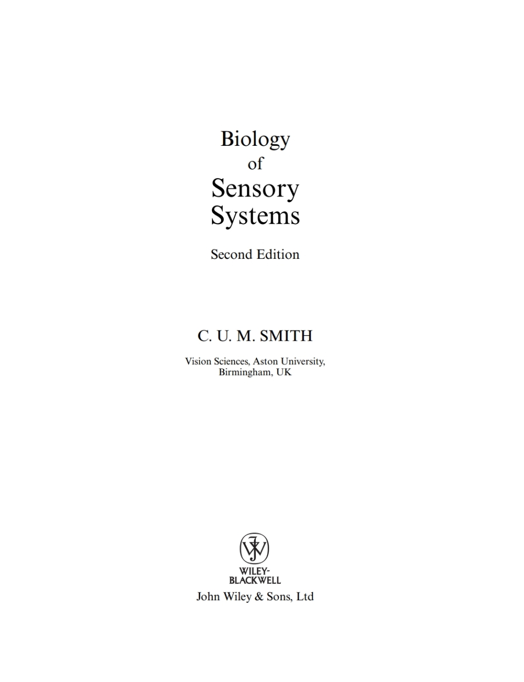 Biology of Sensory Systems, 2nd Edition 1st Edition â€“ PDF/EPUB Version Downloadable
