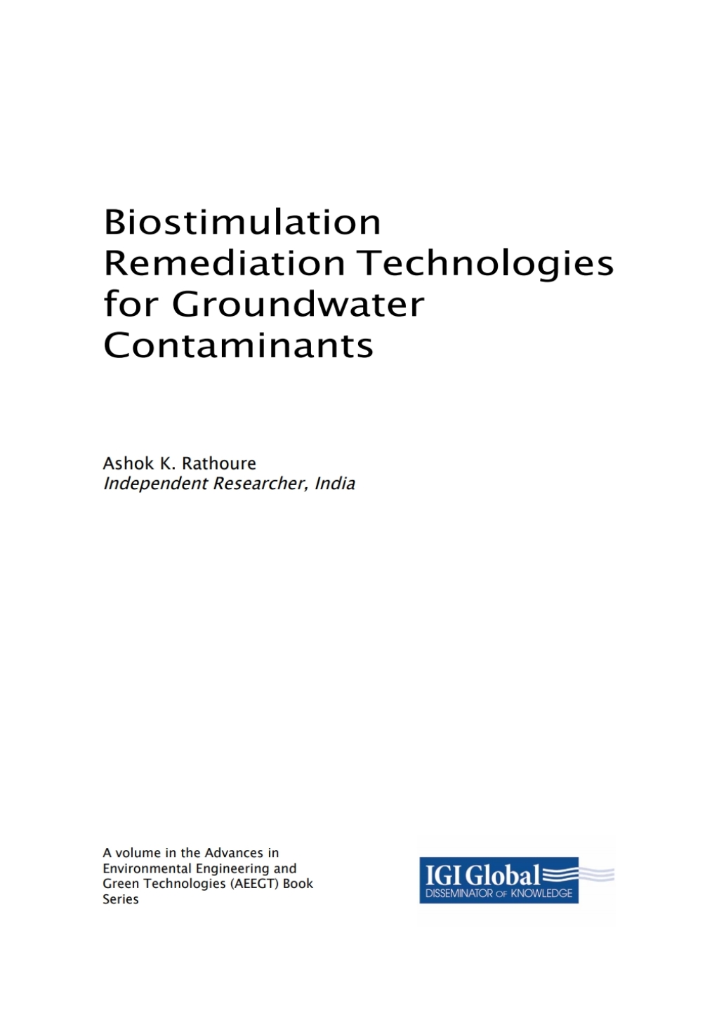 Biostimulation Remediation Technologies for Groundwater Contaminants â€“ PDF/EPUB Version Downloadable