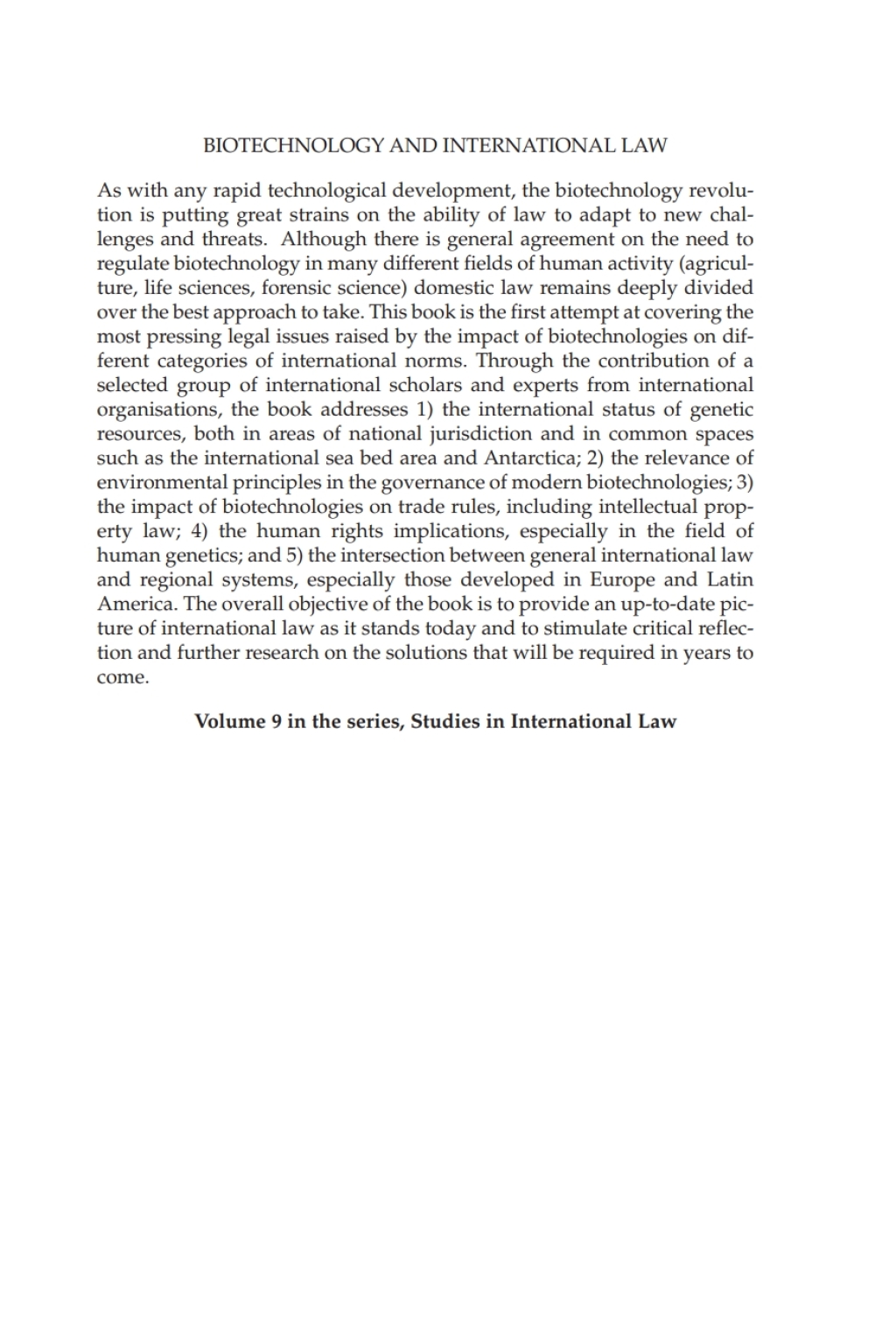 Biotechnology and International Law Reclaiming Universalism 1st Edition â€“ PDF/EPUB Version Downloadable
