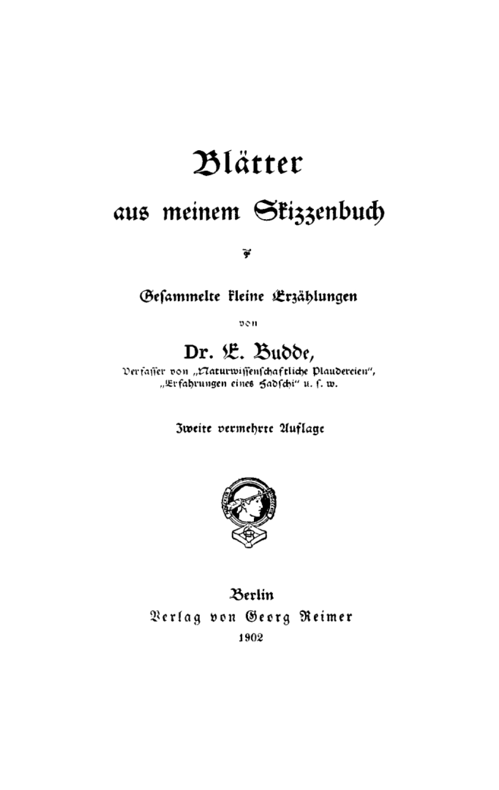 BlÃ¤tter aus meinem Skizzenbuch Gesammelte kleine ErzÃ¤hlungen 2nd Edition â€“ PDF/EPUB Version Downloadable