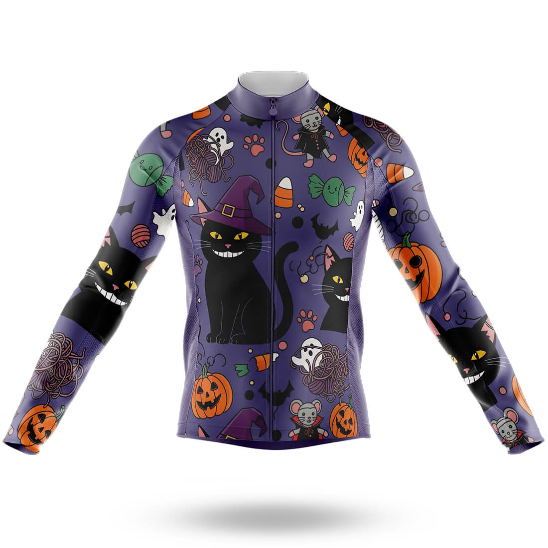 Black Cat Boo - Men's Cycling Long Sleeve Jersey