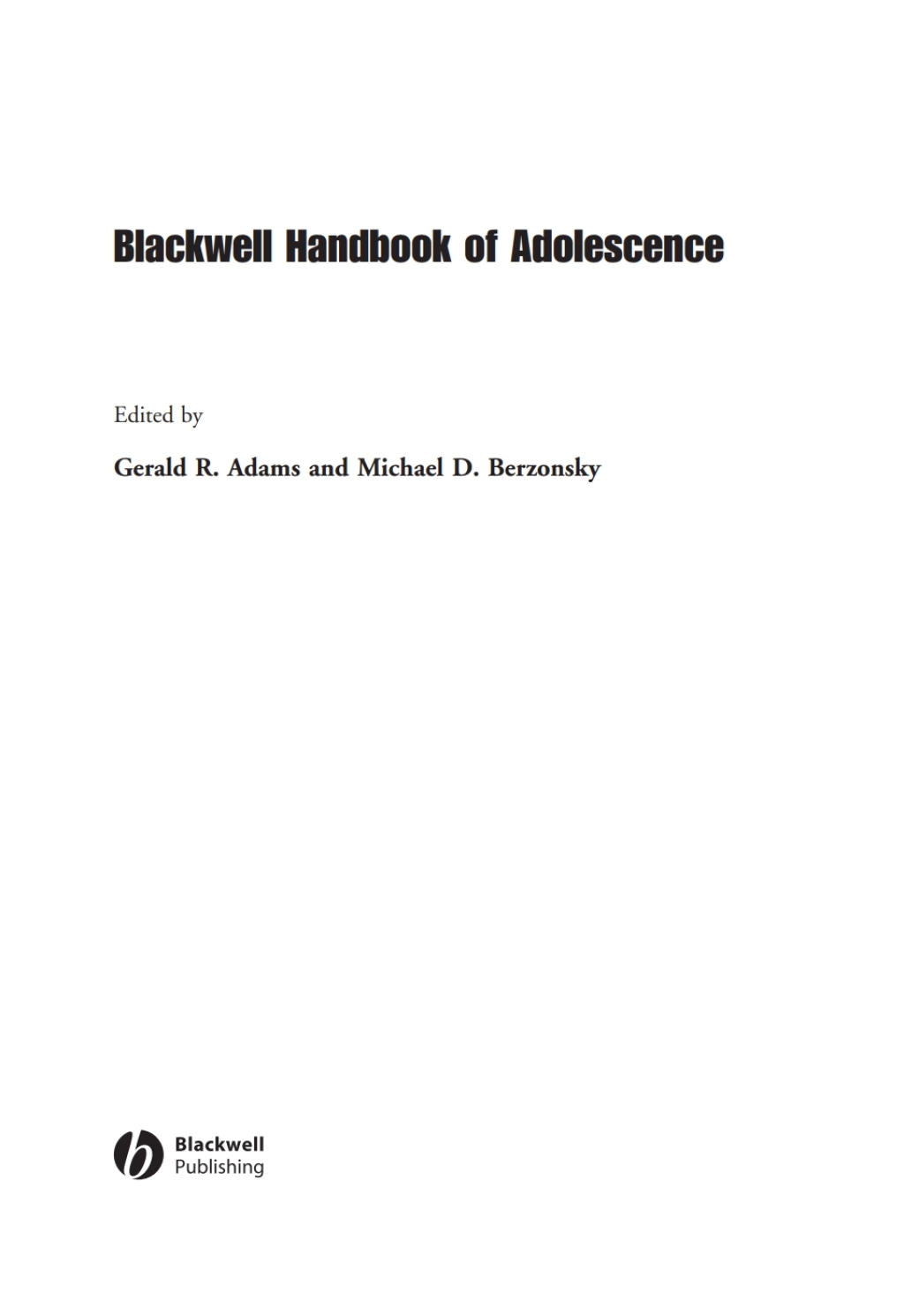Blackwell Handbook of Adolescence 1st Edition â€“ PDF/EPUB Version Downloadable