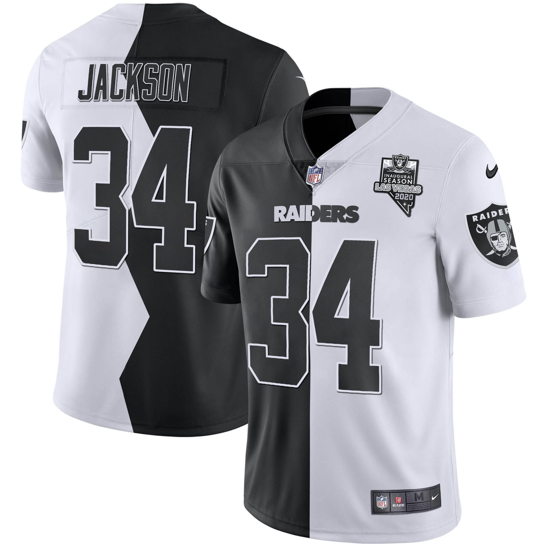 Bo Jackson Men's Las Vegas Raiders Inaugural Season Patch Zigzag Split - All Stitched Zigzag Split Jersey - All Stitched