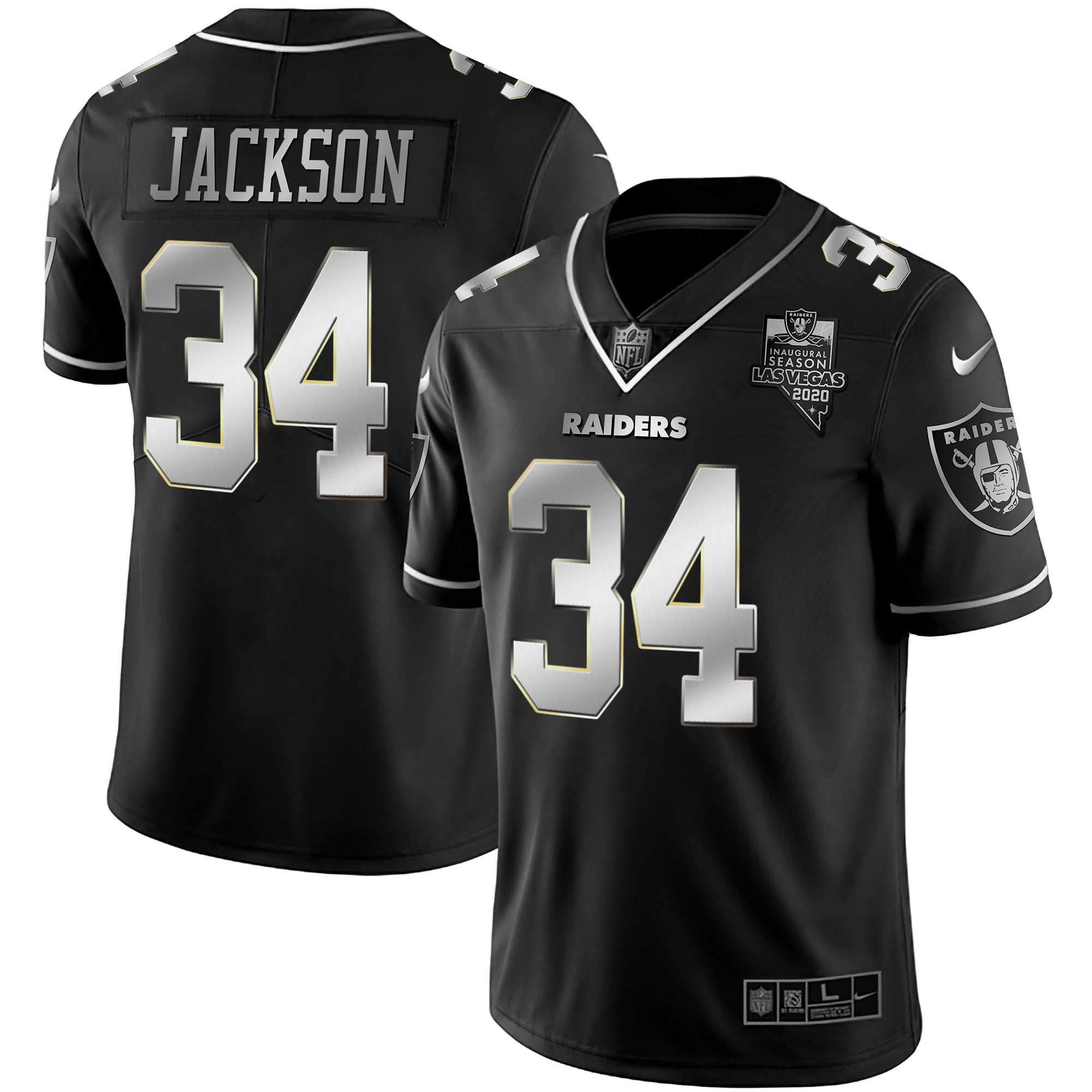 Bo Jackson Men's Las Vegas Raiders Vapor Gold Silver Limited Jersey - All Stitched