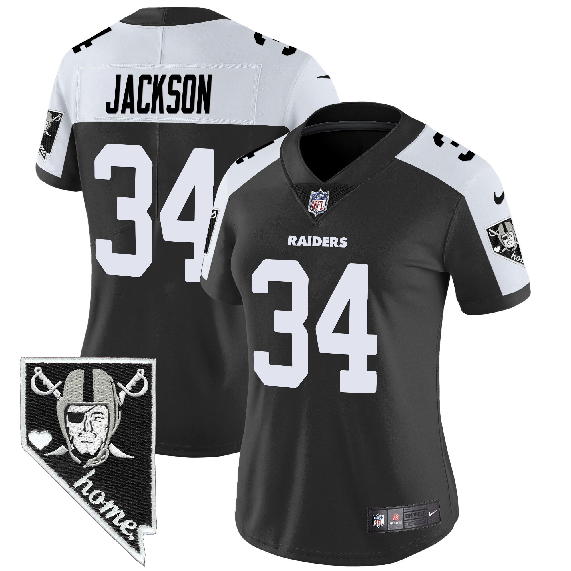 Bo Jackson Women's Las Vegas Raiders Nevada Home Patch Vapor Black Alternate Jersey - All Stitched
