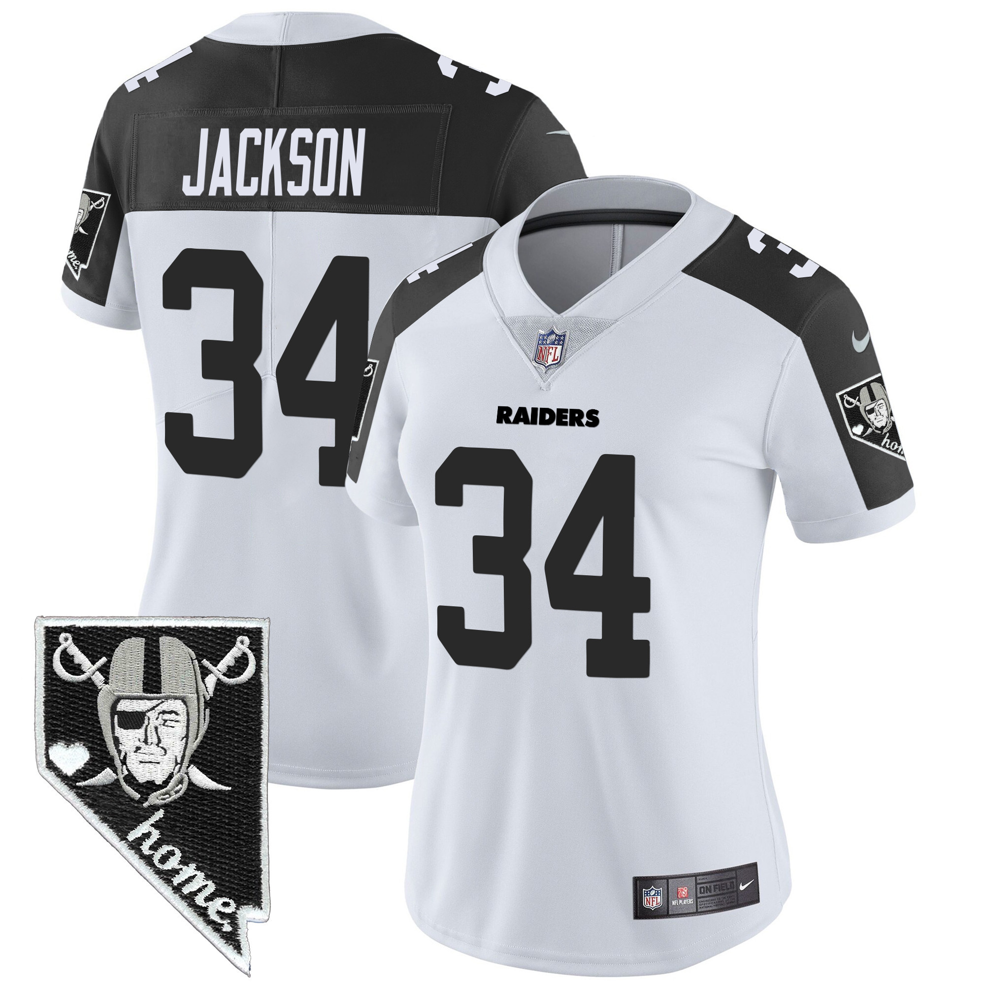 Bo Jackson Women's Las Vegas Raiders Nevada Home Patch Vapor Inverted Jersey - All Stitched
