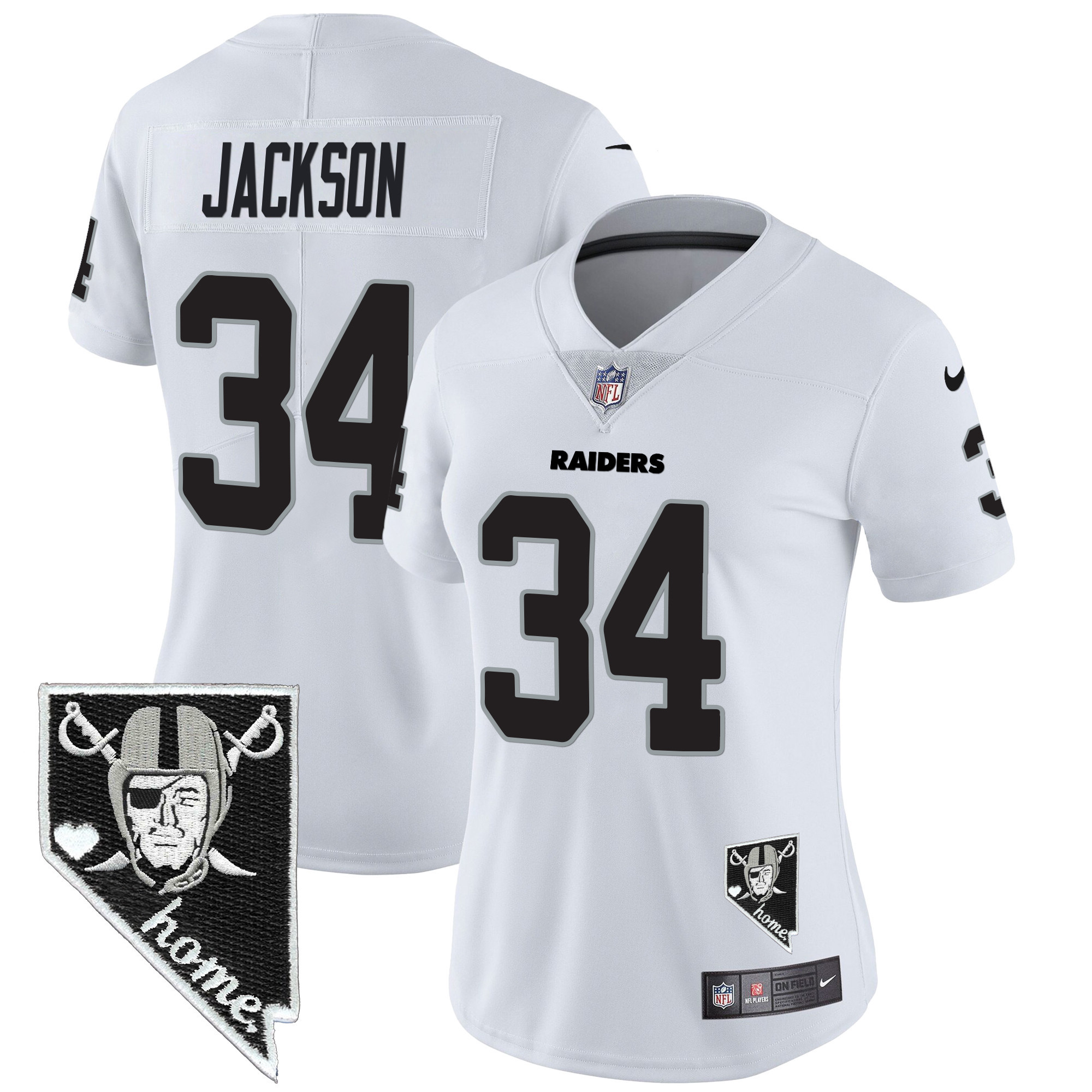 Bo Jackson Women's Las Vegas Raiders Nevada Home Patch Vapor White Jersey - All Stitched