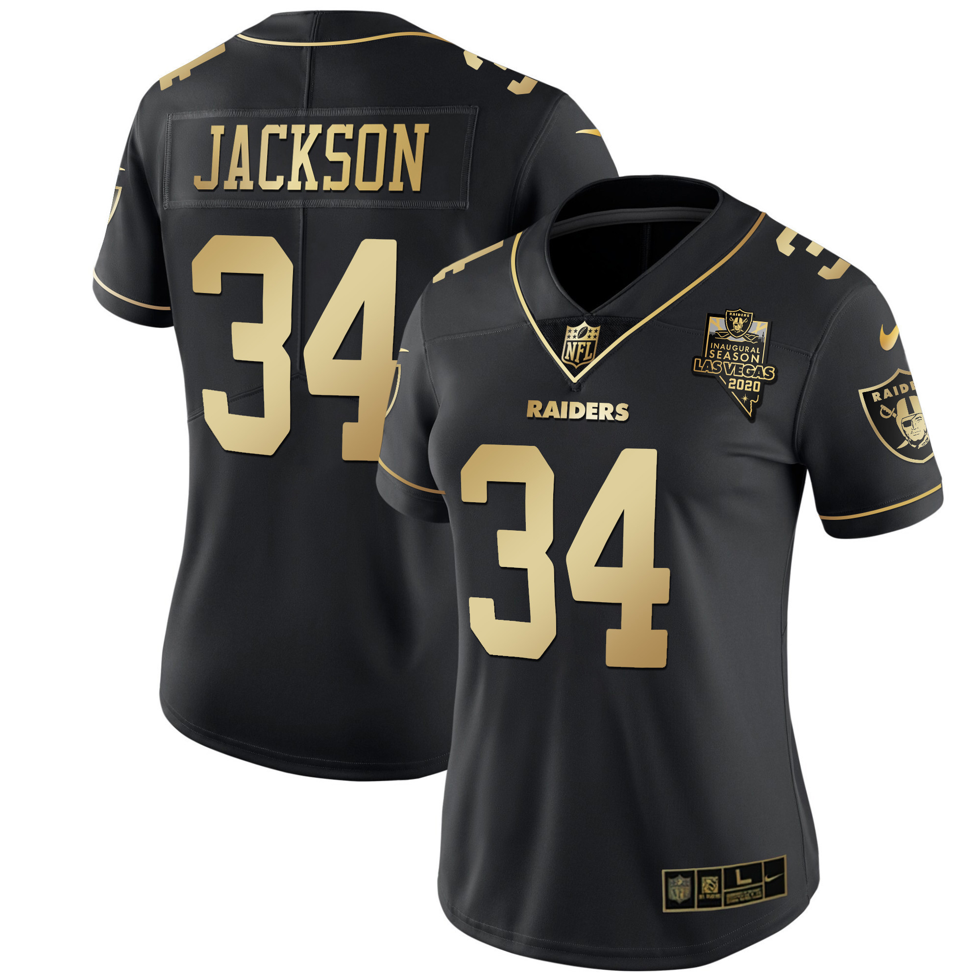 Bo Jackson Women's Las Vegas Raiders Vapor Gold Gold Limited Jersey - All Stitched