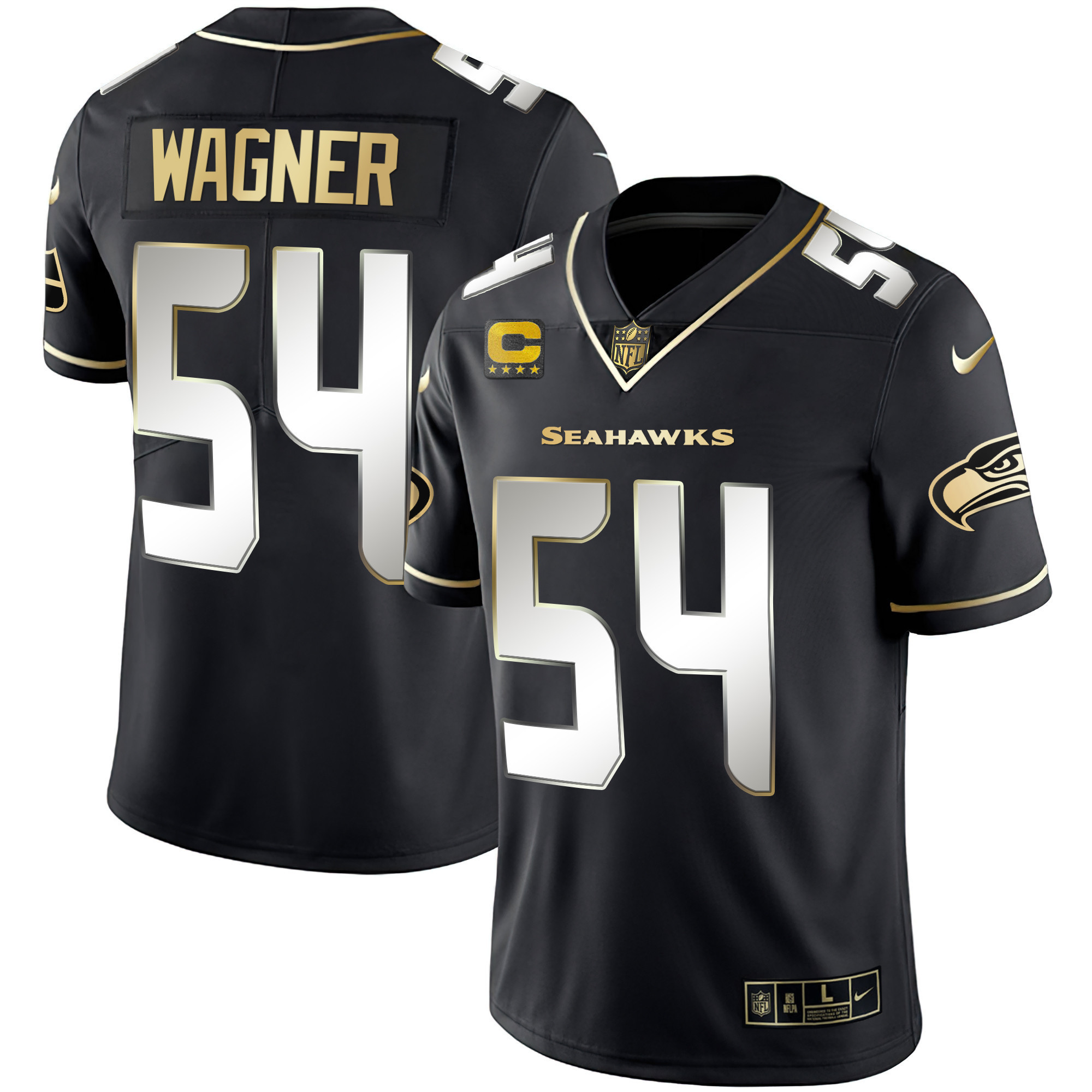 Bobby Wagner Men's Seattle Seahawks Gold Player Black Limited Jersey - All Stitched