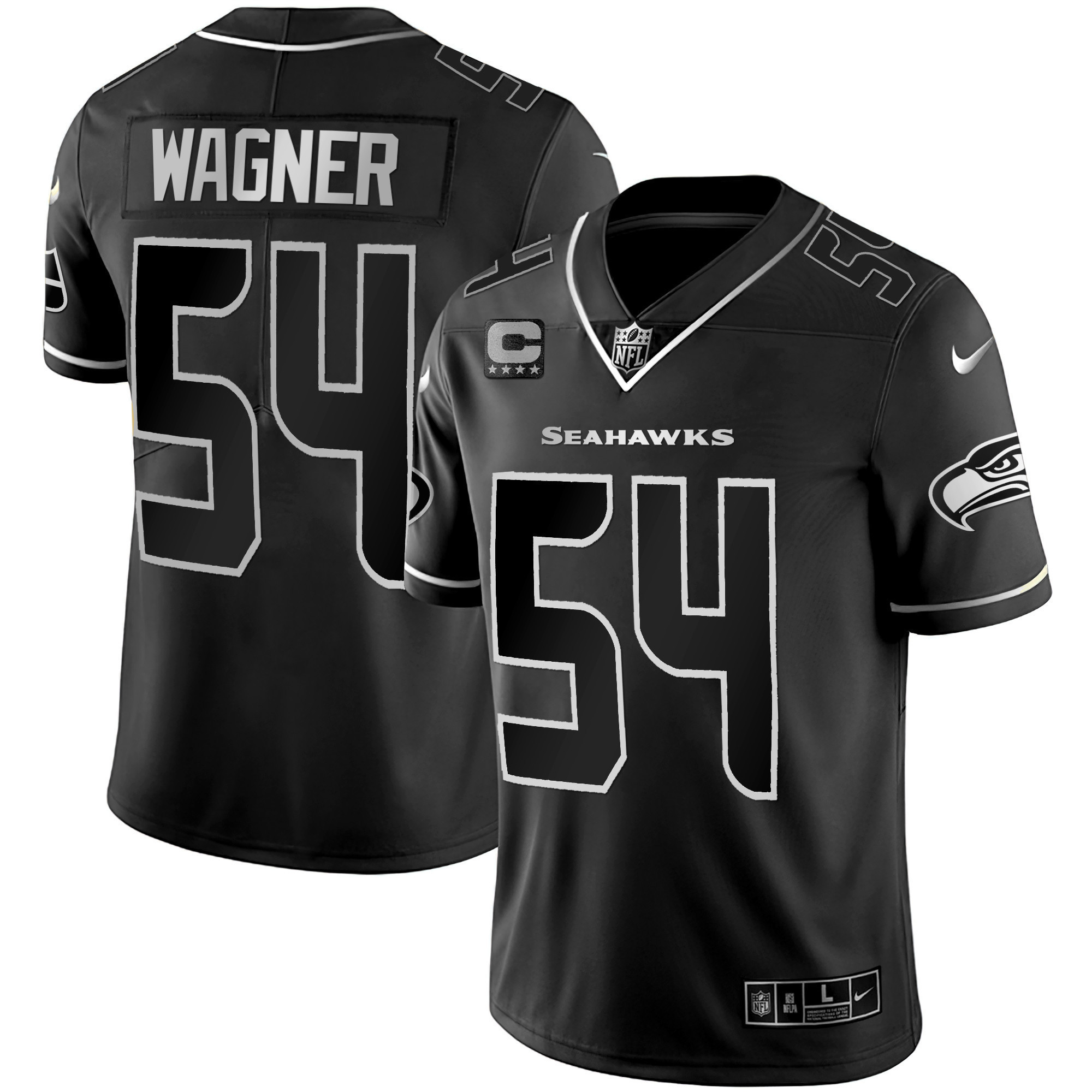 Bobby Wagner Men's Seattle Seahawks Gold Player Blak Silver Jersey - All Stitched
