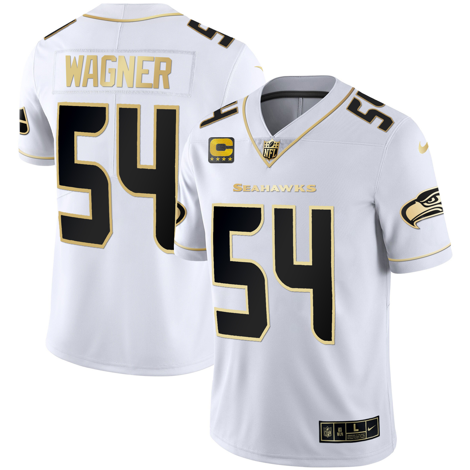 Bobby Wagner Men's Seattle Seahawks Gold Player White Gold Jersey - All Stitched