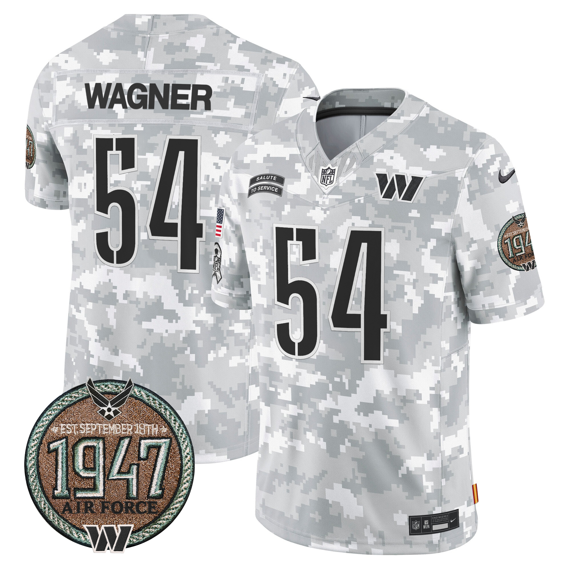 Bobby Wagner Men's Washington Commanders 2024 Salute to Service Establishment Year Patch Vapor Limited Air Force Jersey - All Stitched