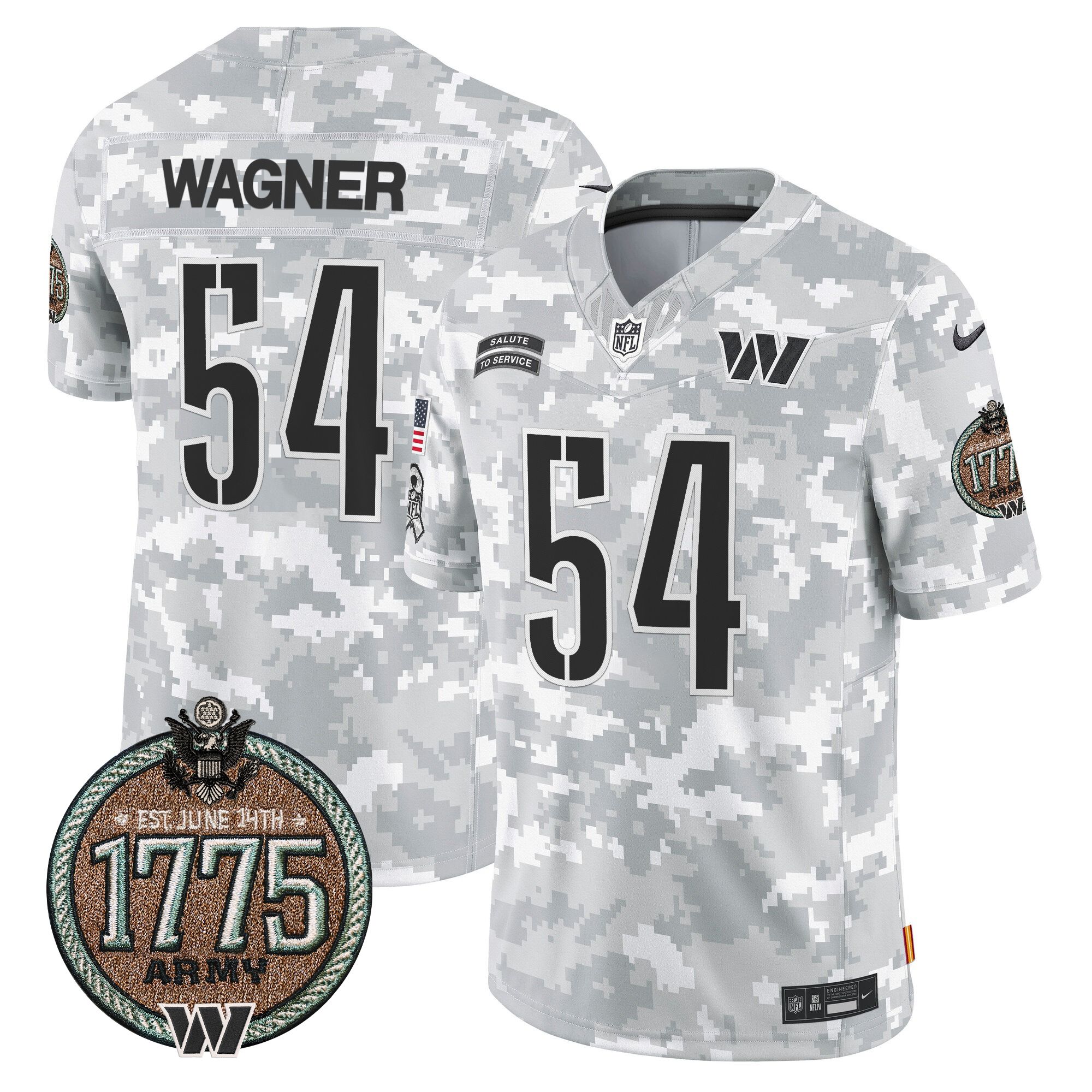 Bobby Wagner Men's Washington Commanders 2024 Salute to Service Establishment Year Patch Vapor Limited Army Jersey - All Stitched