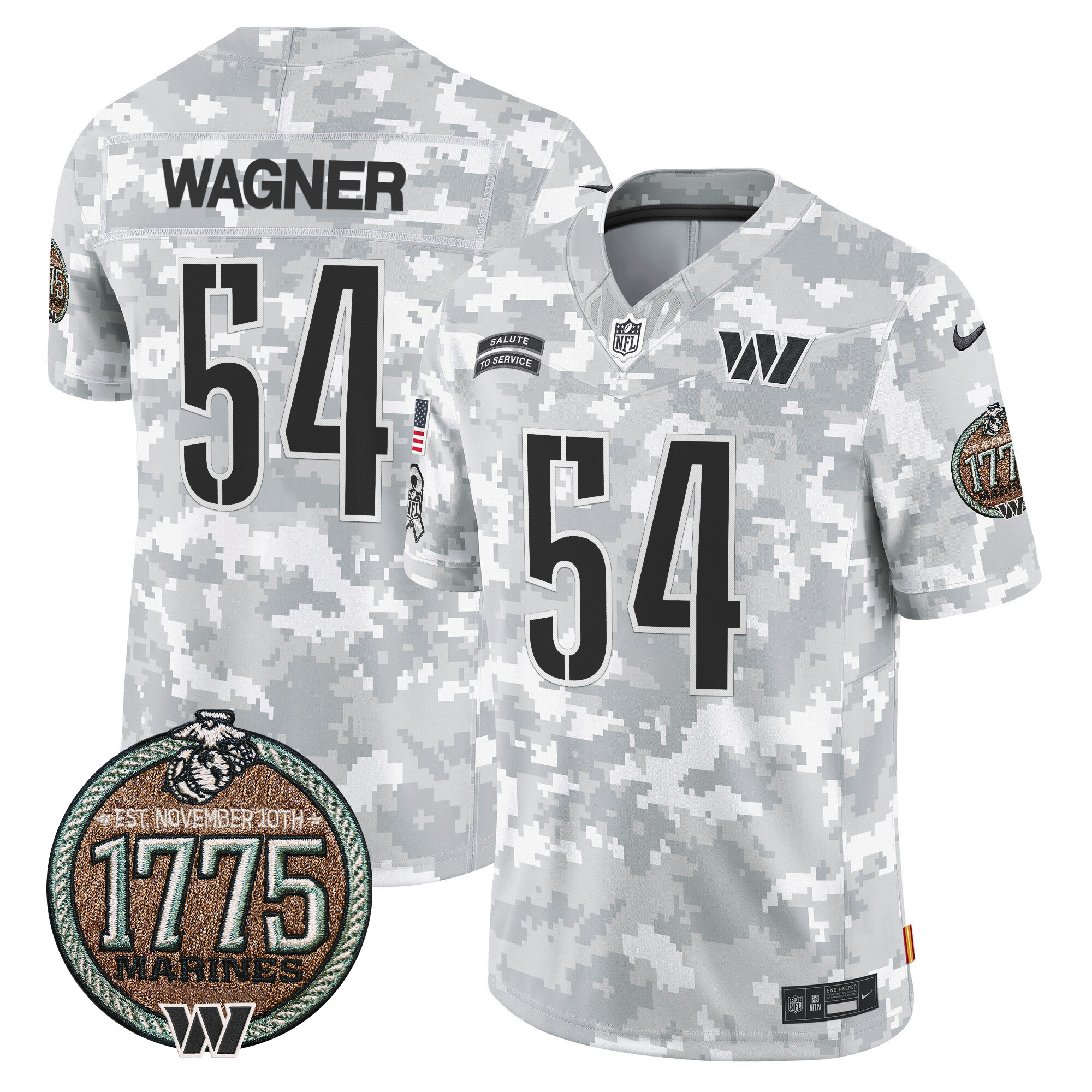 Bobby Wagner Men's Washington Commanders 2024 Salute to Service Establishment Year Patch Vapor Limited Marines Jersey - All Stitched