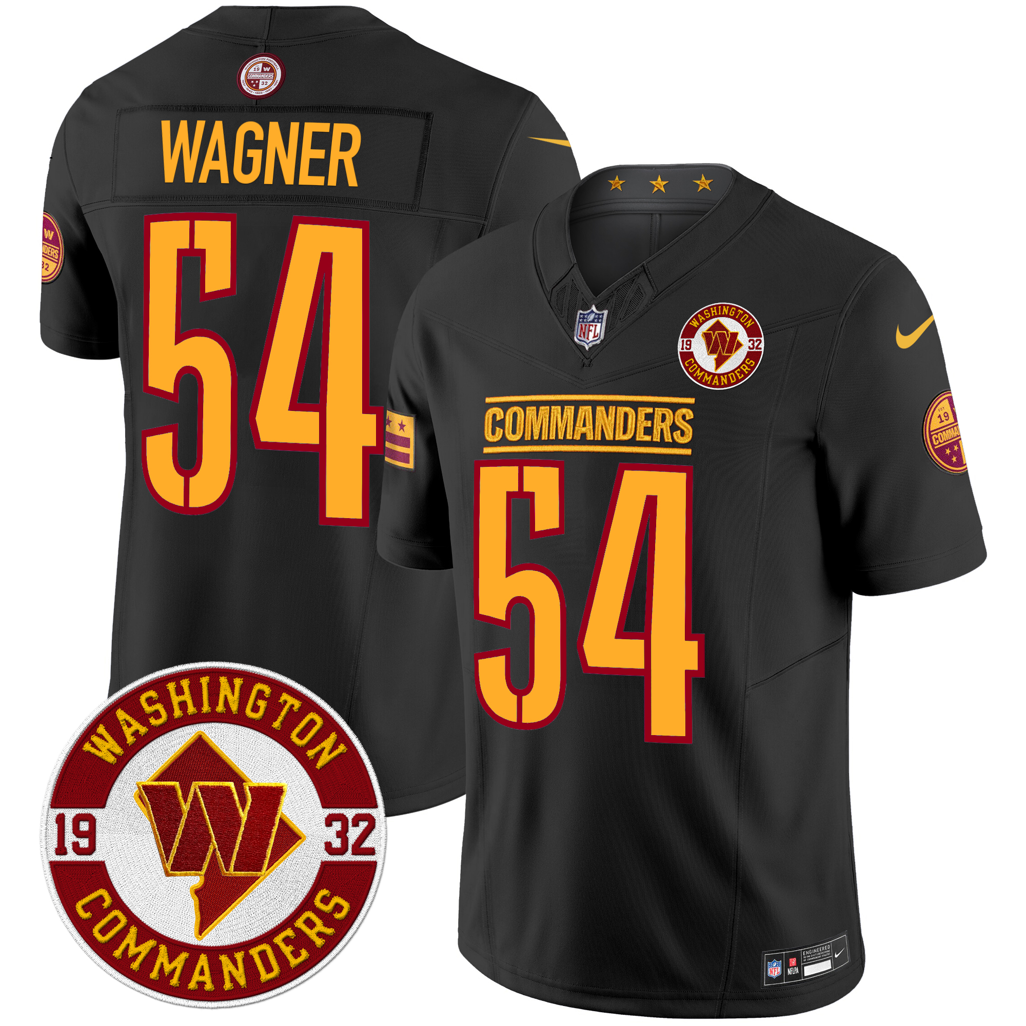 Bobby Wagner Men's Washington Commanders 2024 Vapor Limited Black Jersey - All Stitched