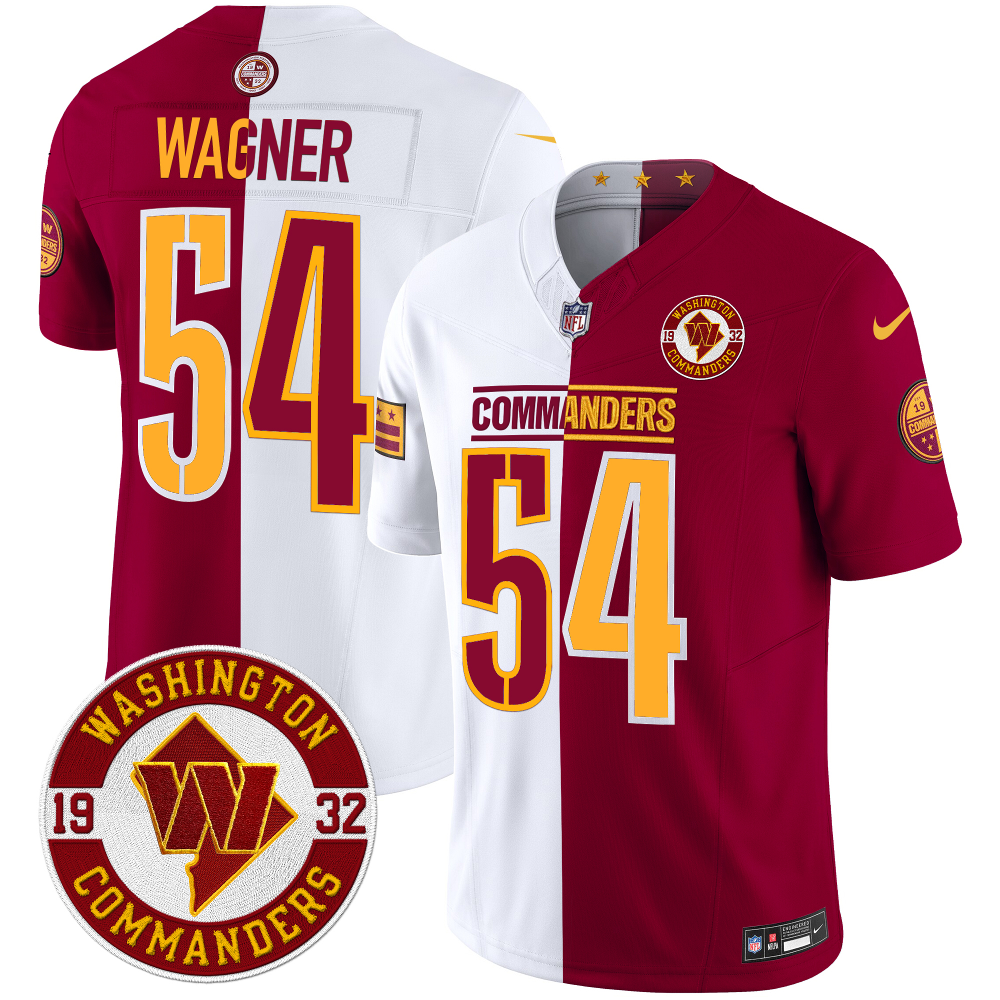 Bobby Wagner Men's Washington Commanders 2024 Vapor Limited Half Jersey - All Stitched