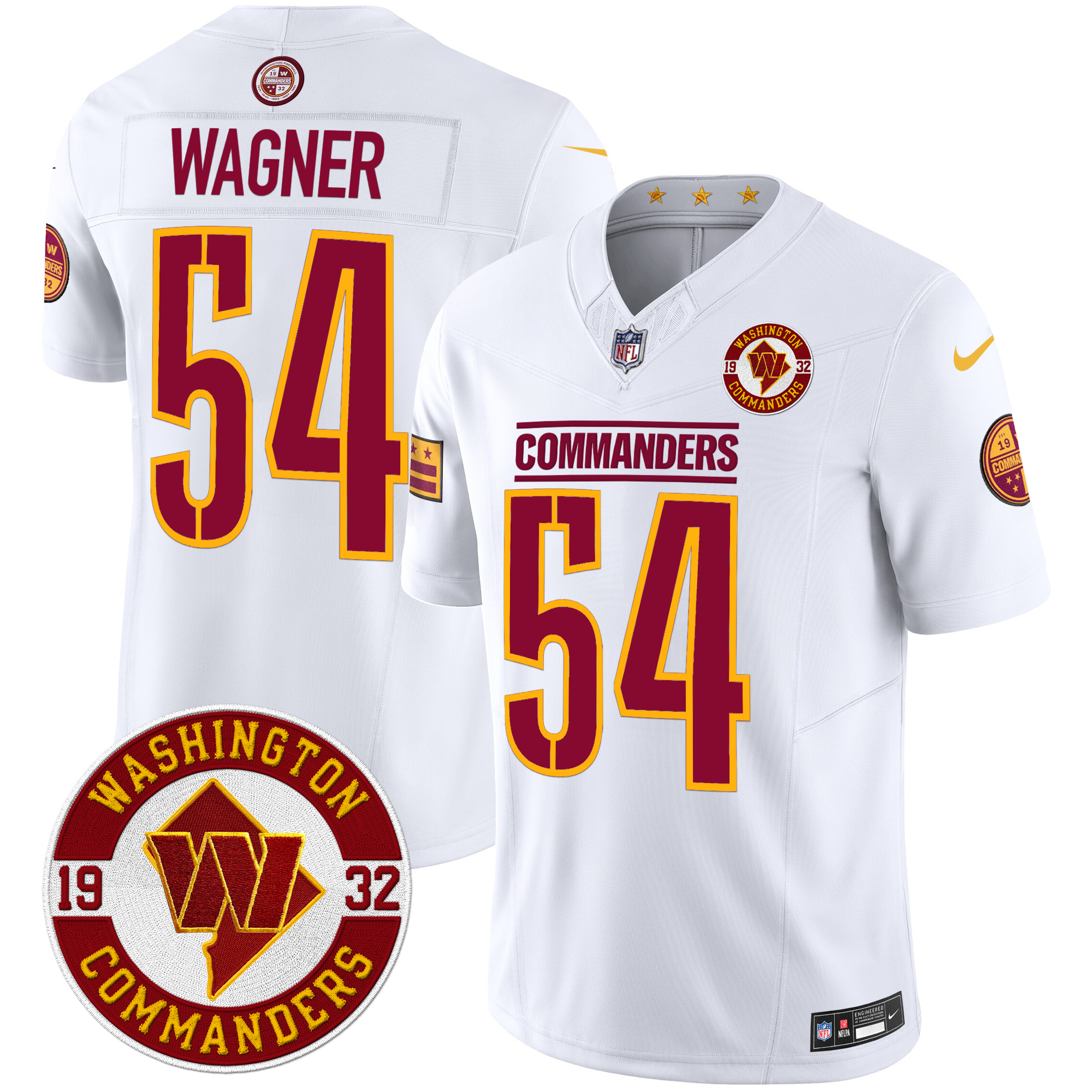 Bobby Wagner Men's Washington Commanders 2024 Vapor Limited White Jersey - All Stitched