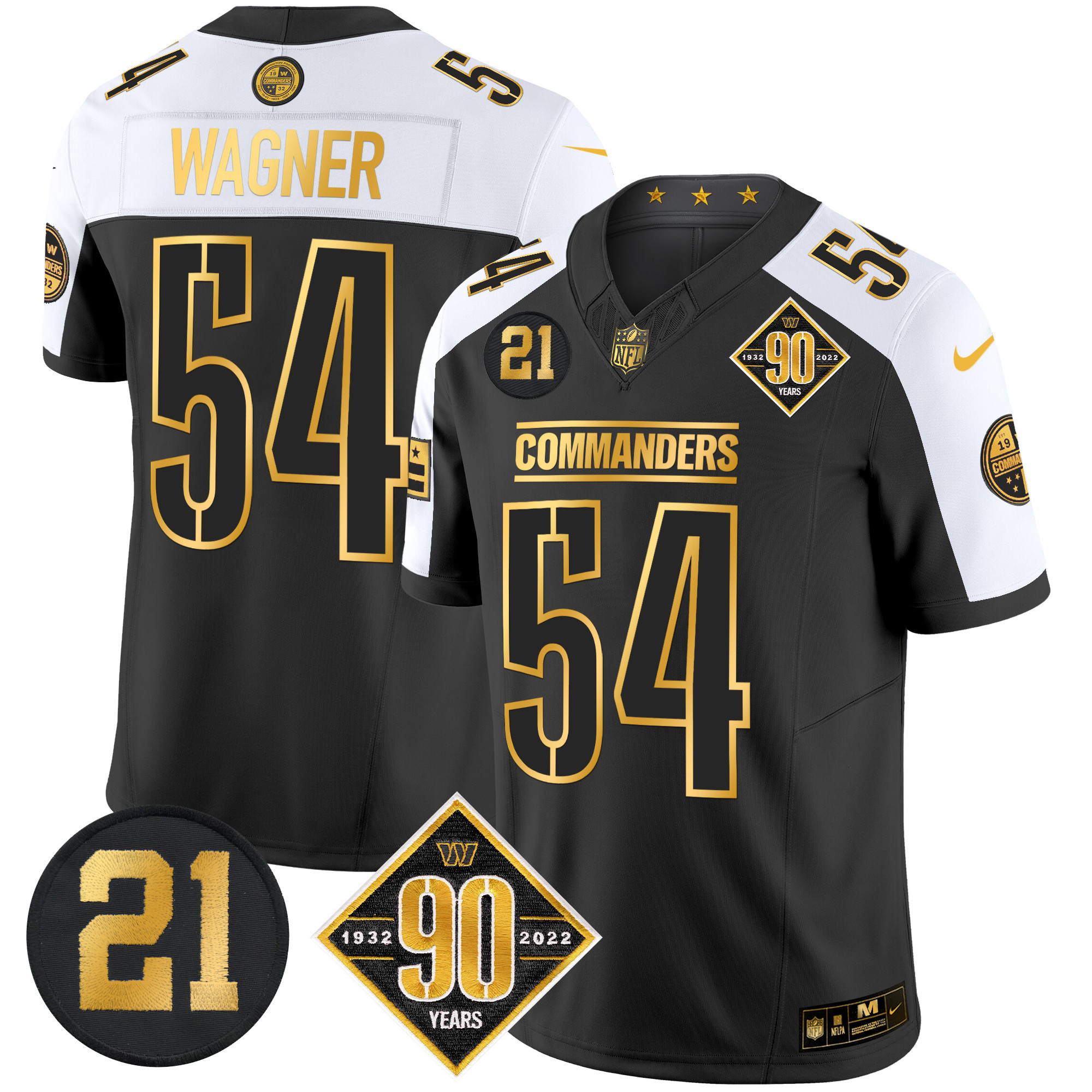 Bobby Wagner Men's Washington Commanders 90th & Sean Taylor Patch Gold Vapor Limited Alternate Jersey - All Stitched