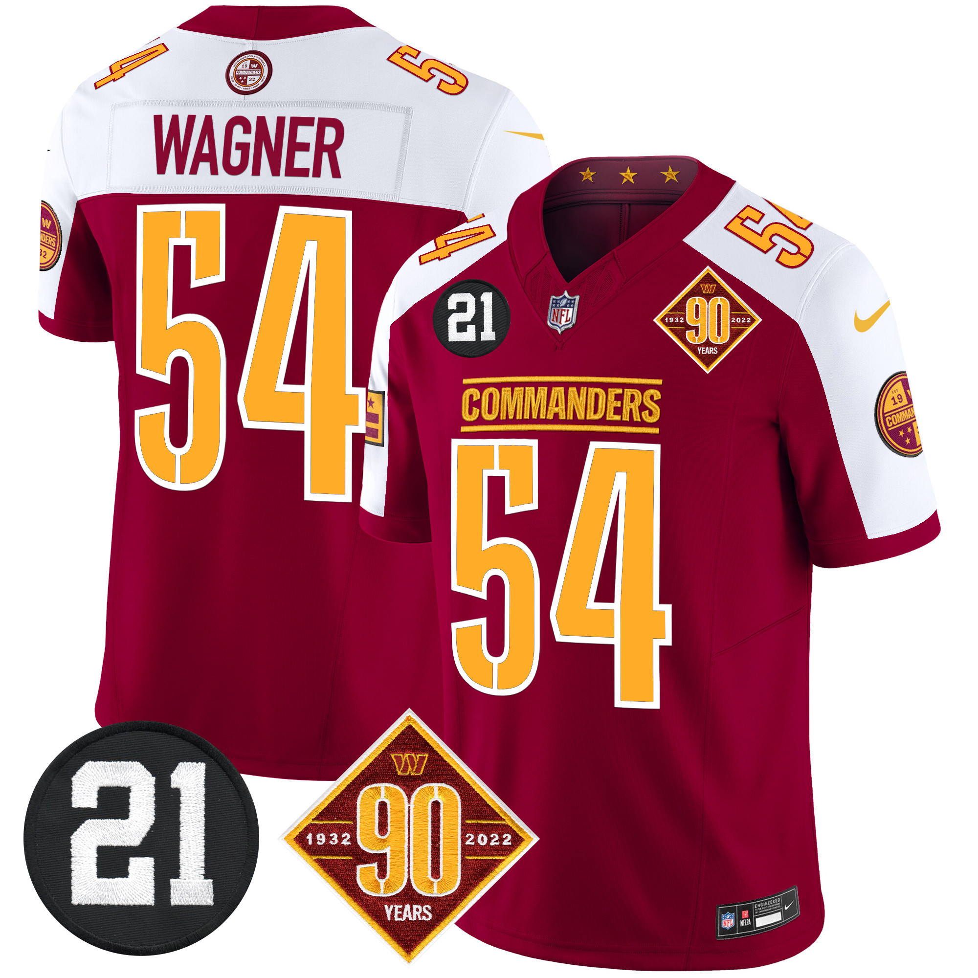 Bobby Wagner Men's Washington Commanders 90th & Sean Taylor Patch Vapor Limited Burgundy Alternate Jersey - All Stitched