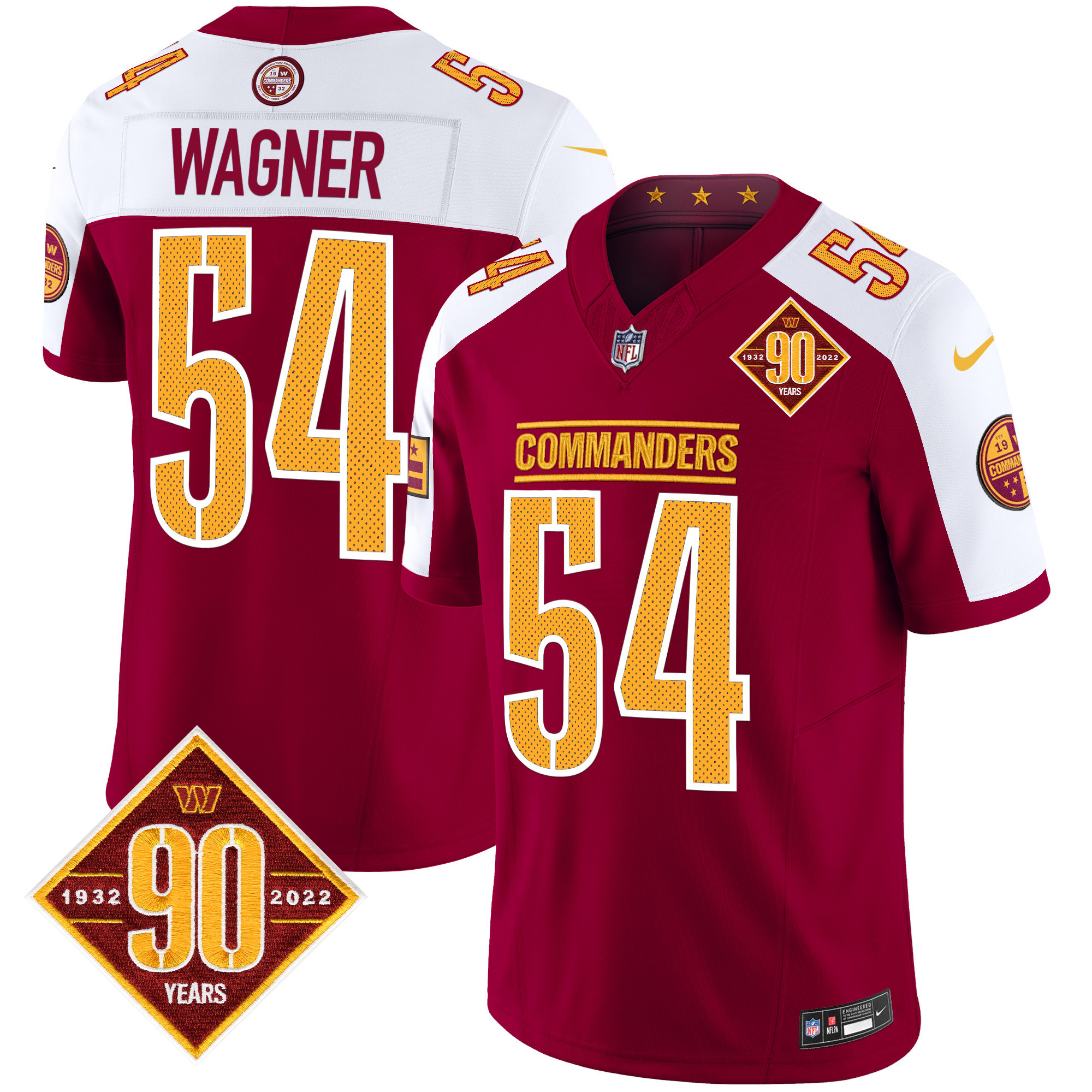 Bobby Wagner Men's Washington Commanders 90th Anniversary Vapor Limited Burgundy Alternate Jersey - All Stitched