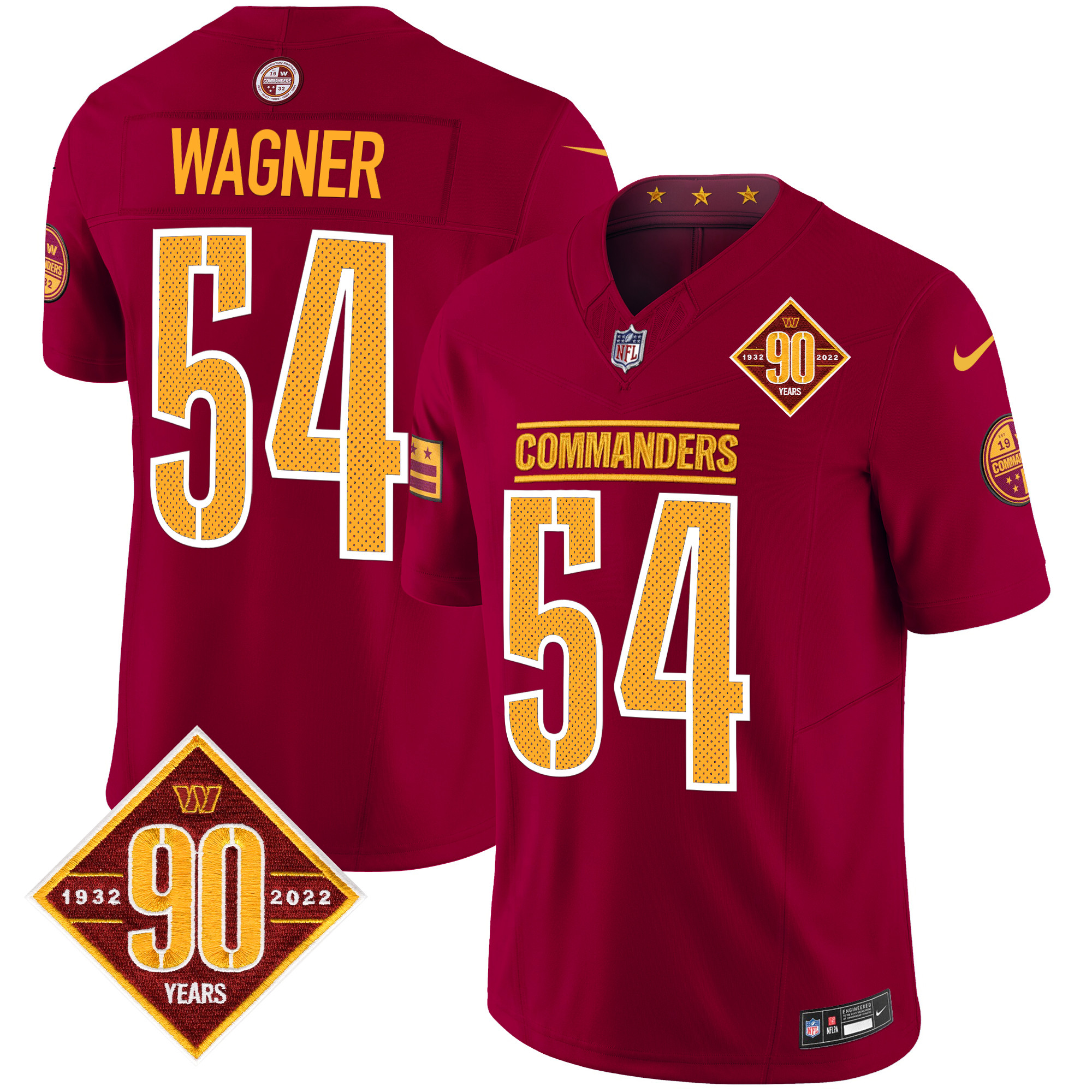 Bobby Wagner Men's Washington Commanders 90th Anniversary Vapor Limited Burgundy Jersey - All Stitched