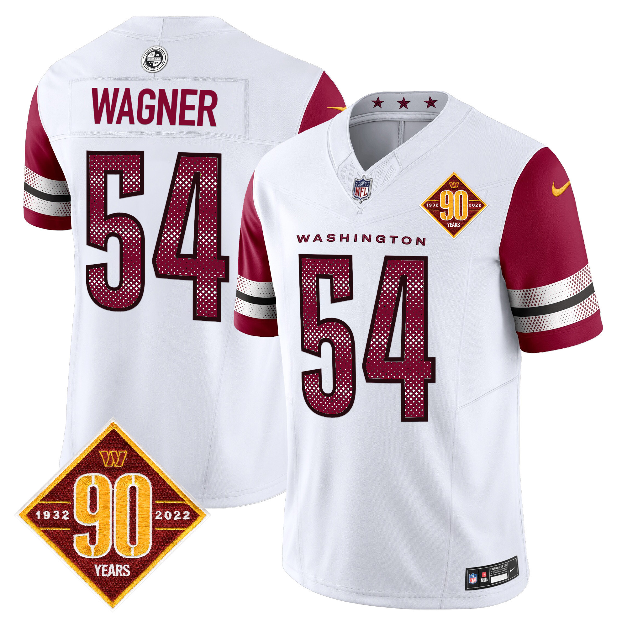 Bobby Wagner Men's Washington Commanders 90th Anniversary Vapor Limited White Jersey - All Stitched