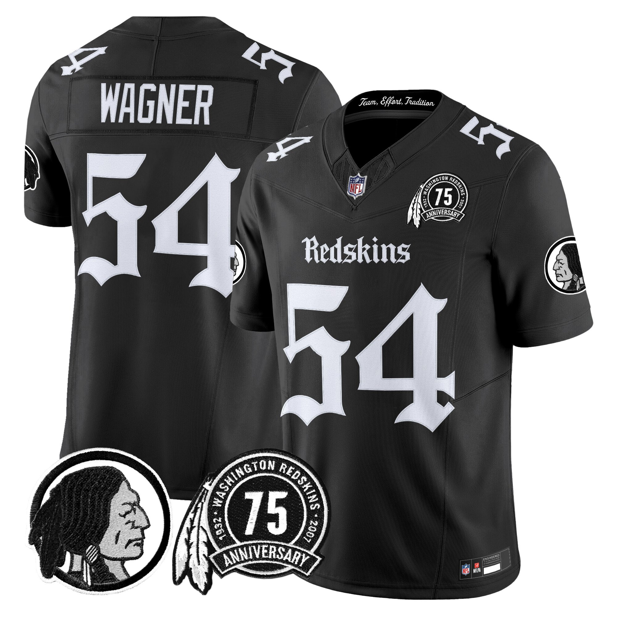 Bobby Wagner Men's Washington Commanders 'Gothic Capital Edition' Vapor Limited Black Jersey - All Stitched