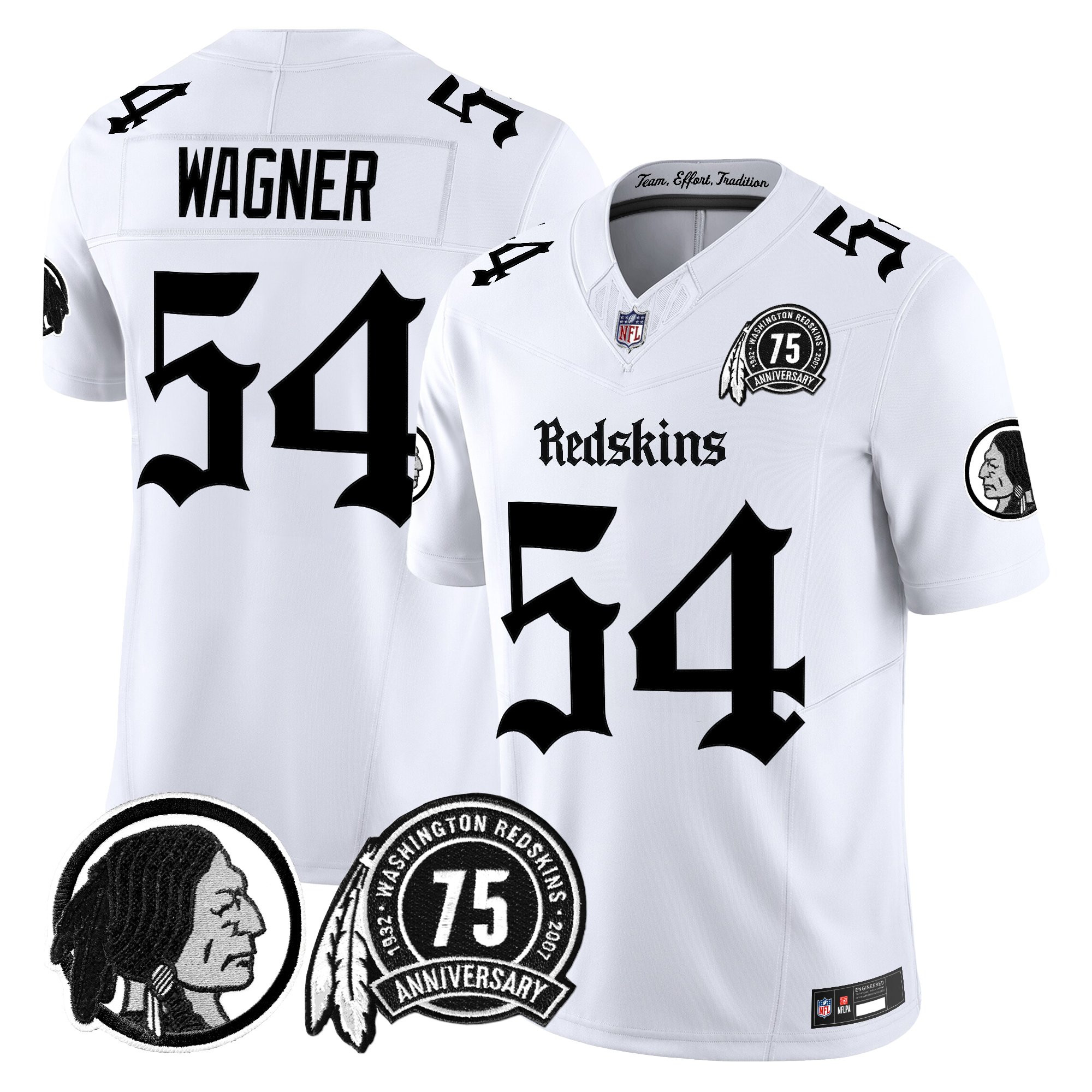 Bobby Wagner Men's Washington Commanders 'Gothic Capital Edition' Vapor Limited White Jersey - All Stitched