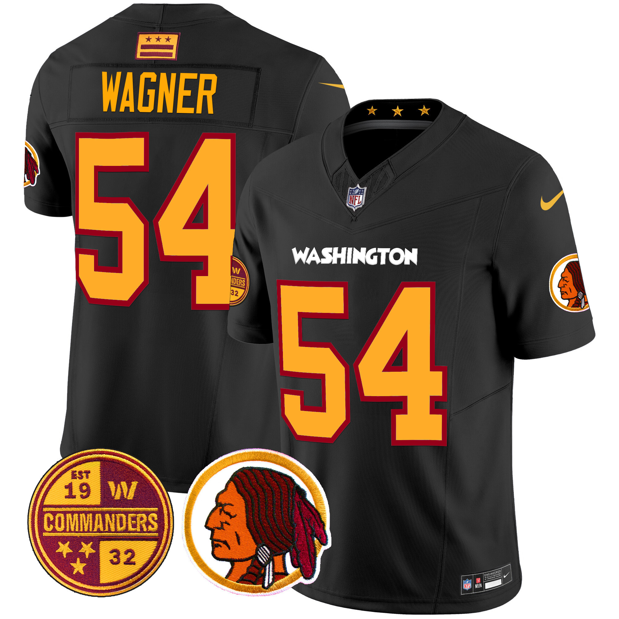Bobby Wagner Men's Washington Half Washington Redskins & Washington Commanders Vapor Limited Black Jersey - All Stitched
