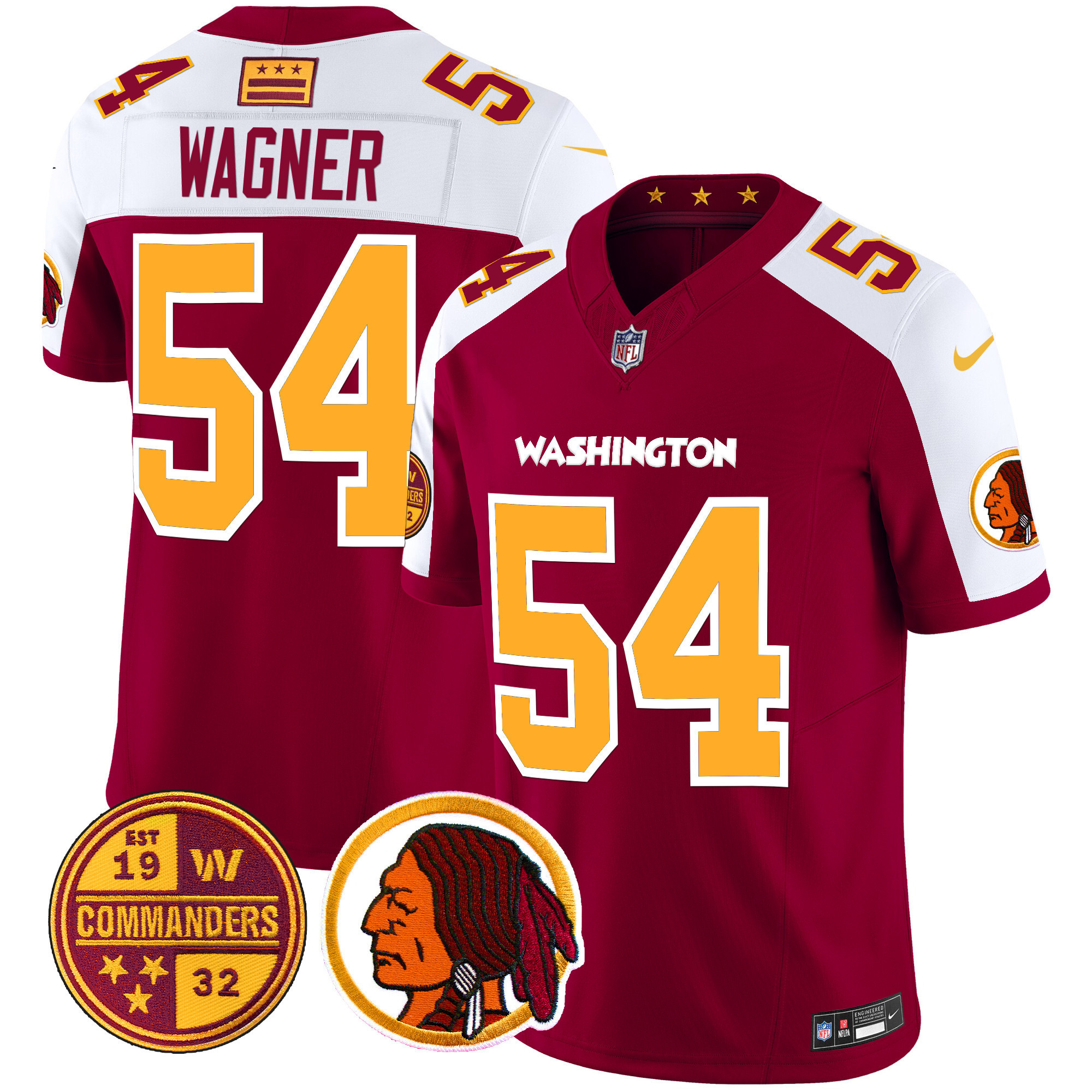 Bobby Wagner Men's Washington Half Washington Redskins & Washington Commanders Vapor Limited Burgundy Alternate Jersey - All Stitched