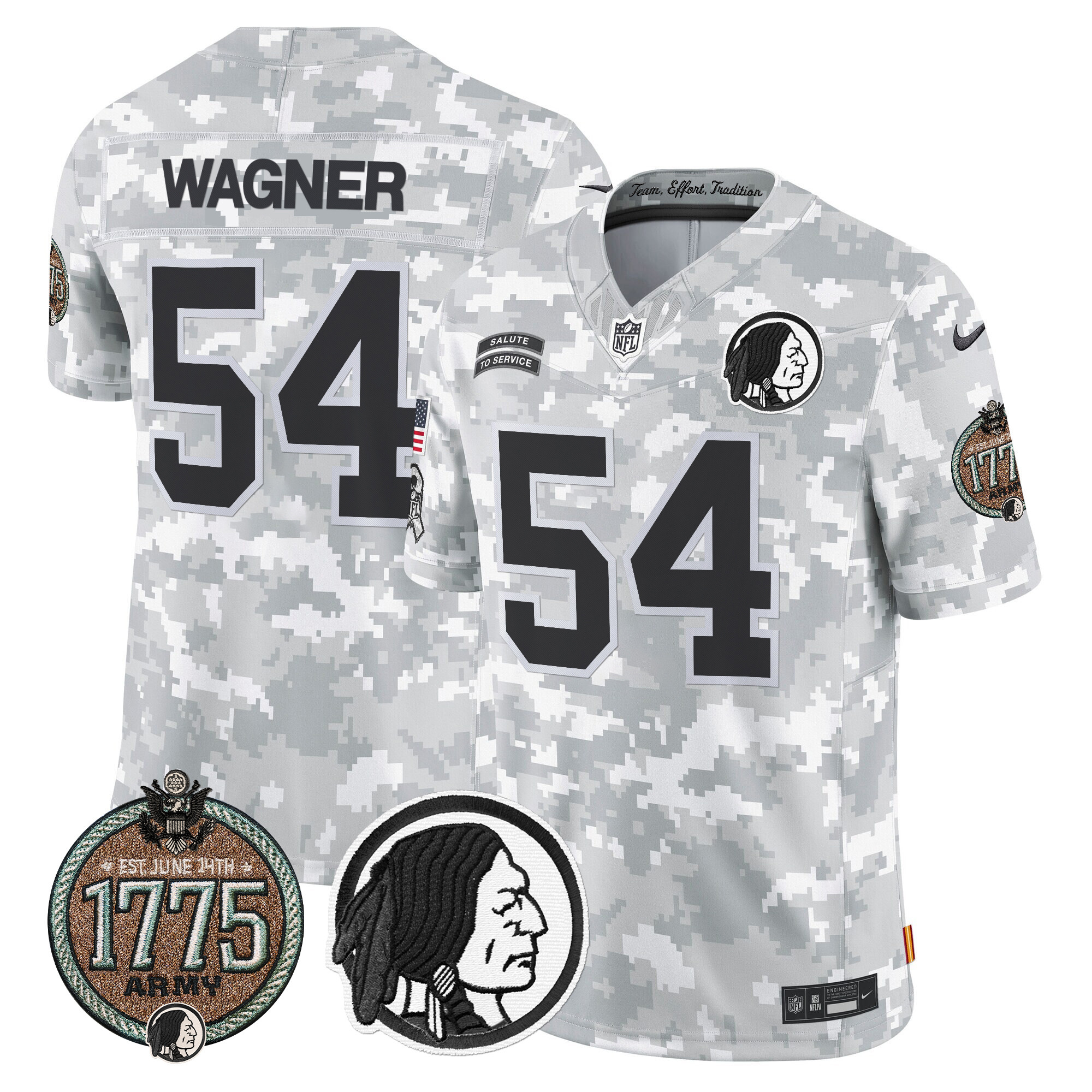 Bobby Wagner Men's Washington Redskins 2024 Salute to Service Establishment Year Patch Vapor Limited Army Jersey - All Stitched