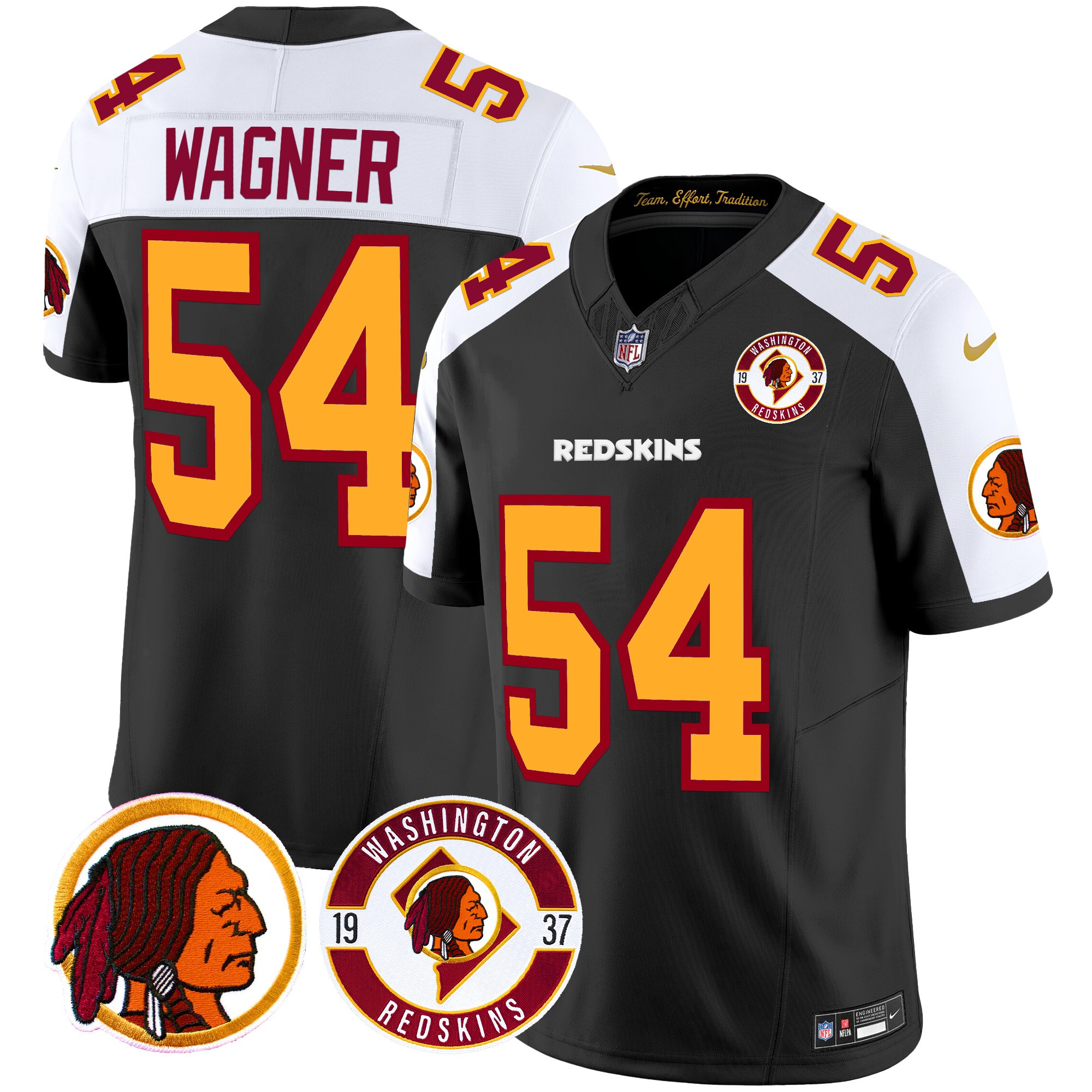 Bobby Wagner Men's Washington Redskins 2024 Vapor Limited Black Alternate Jersey - All Stitched