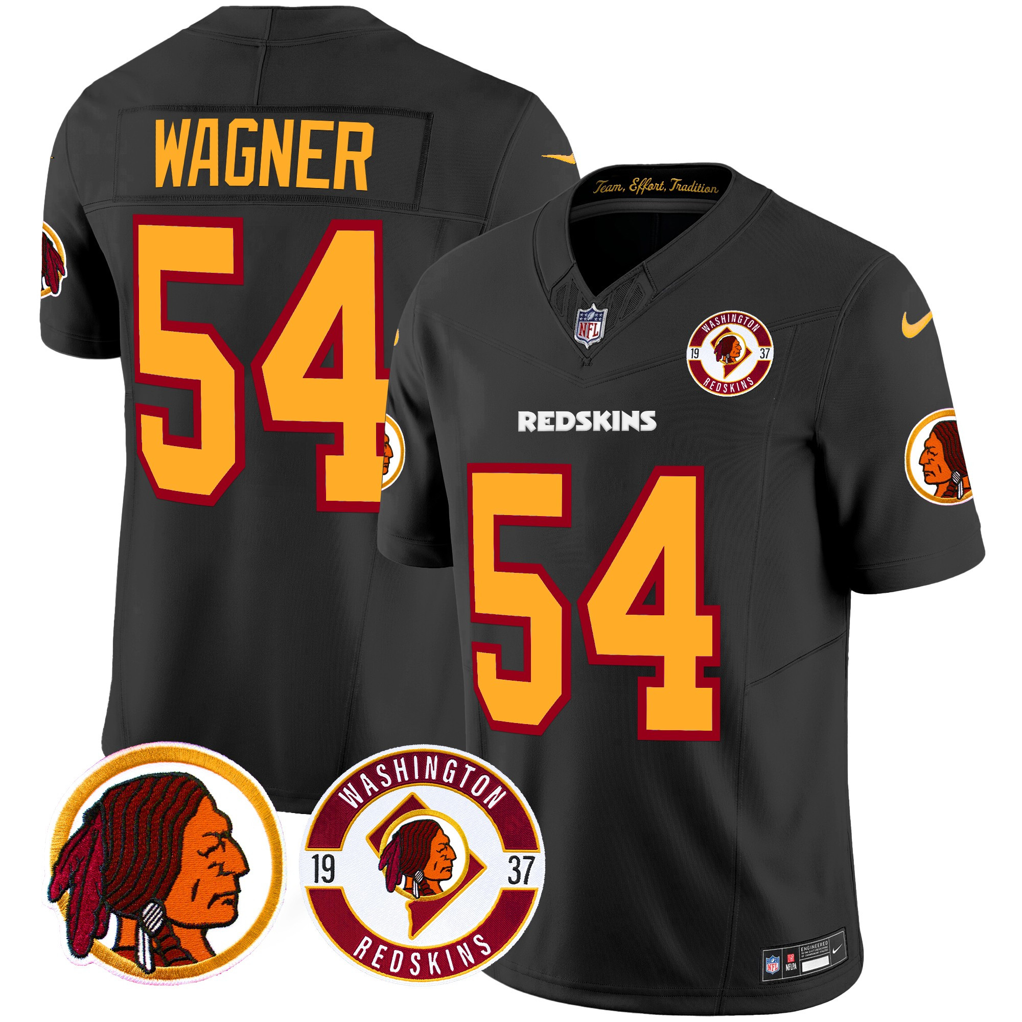 Bobby Wagner Men's Washington Redskins 2024 Vapor Limited Black Jersey - All Stitched