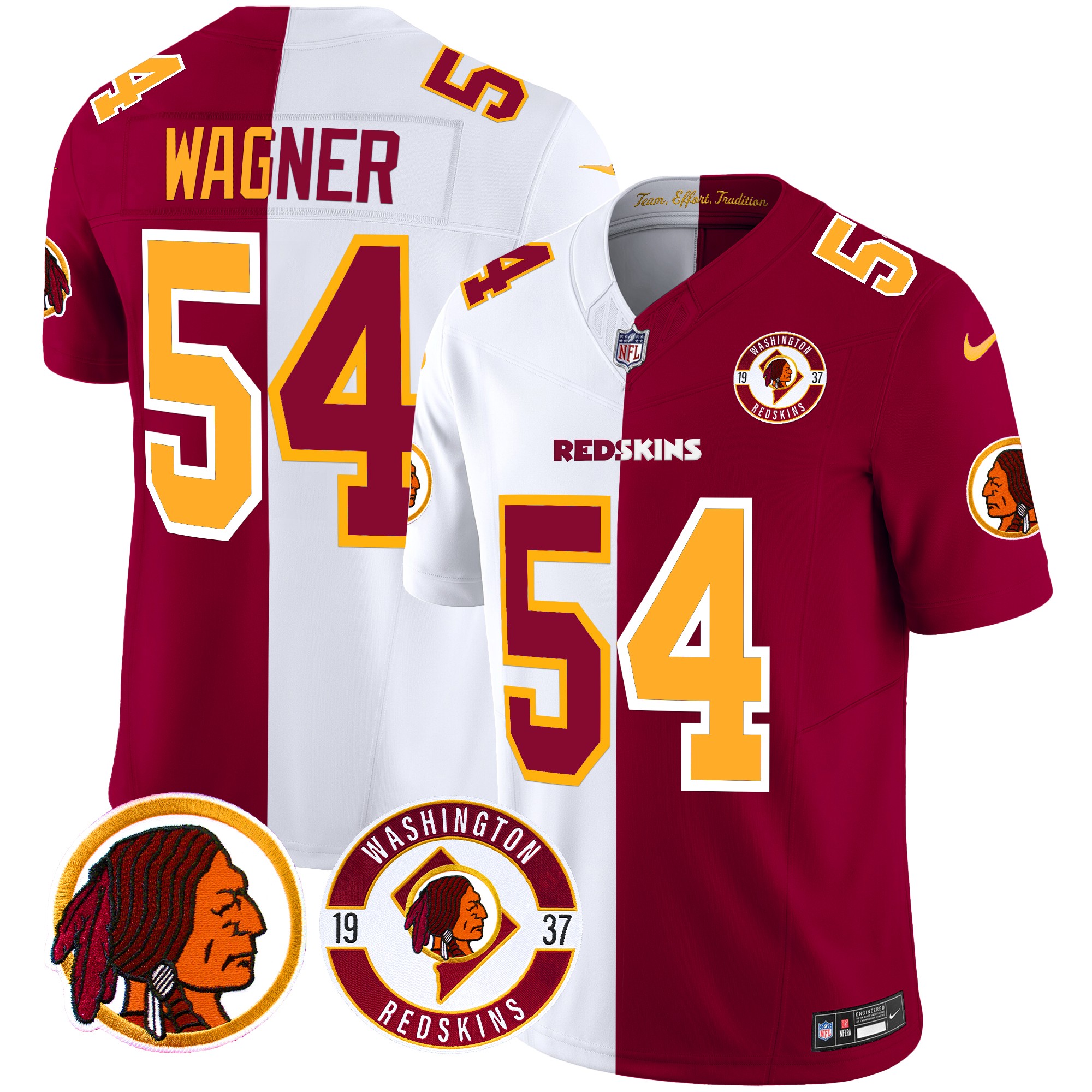 Bobby Wagner Men's Washington Redskins 2024 Vapor Limited Half Jersey - All Stitched