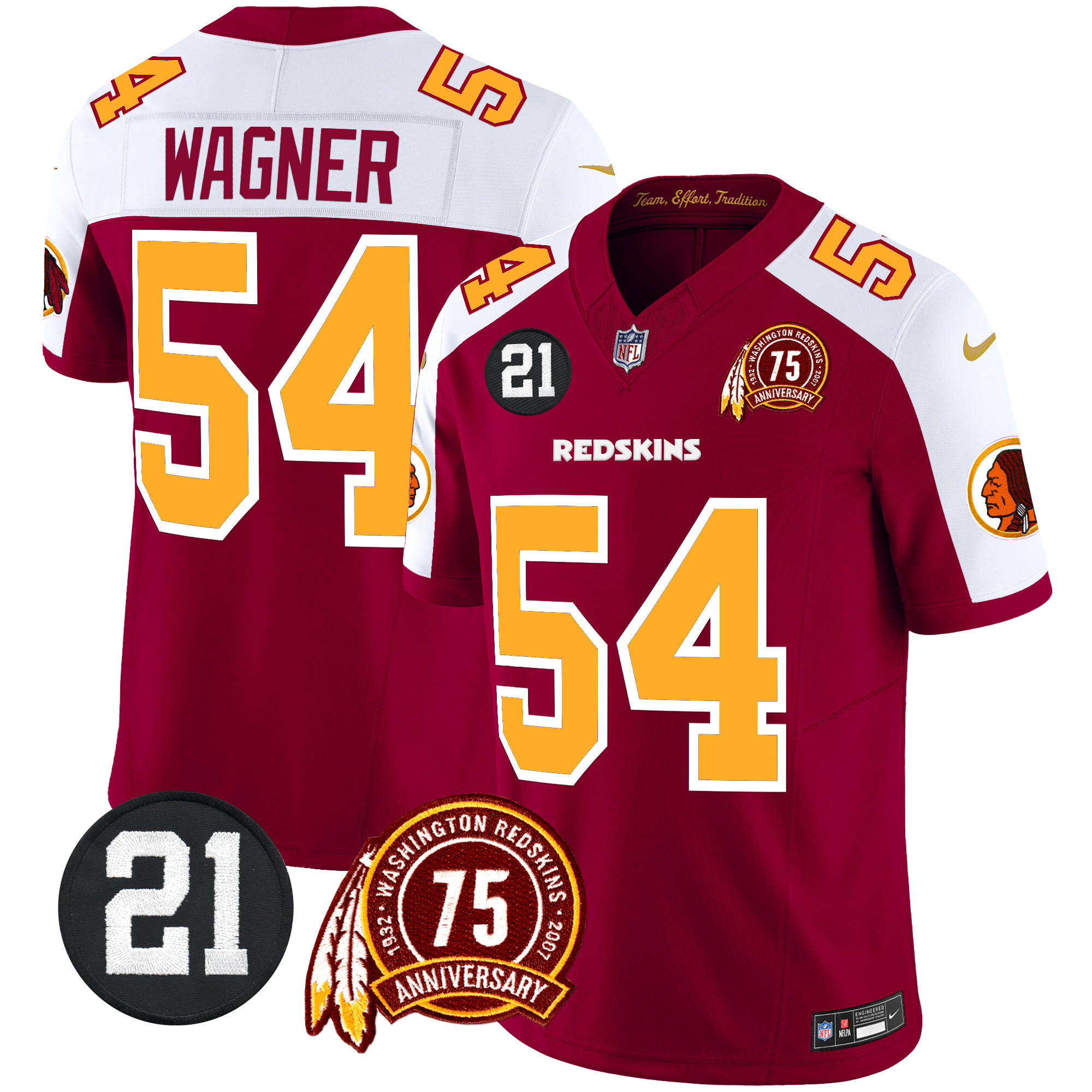 Bobby Wagner Men's Washington Redskins 75th & Sean Taylor Patch Vapor Limited Burgundy Alternate Jersey - All Stitched