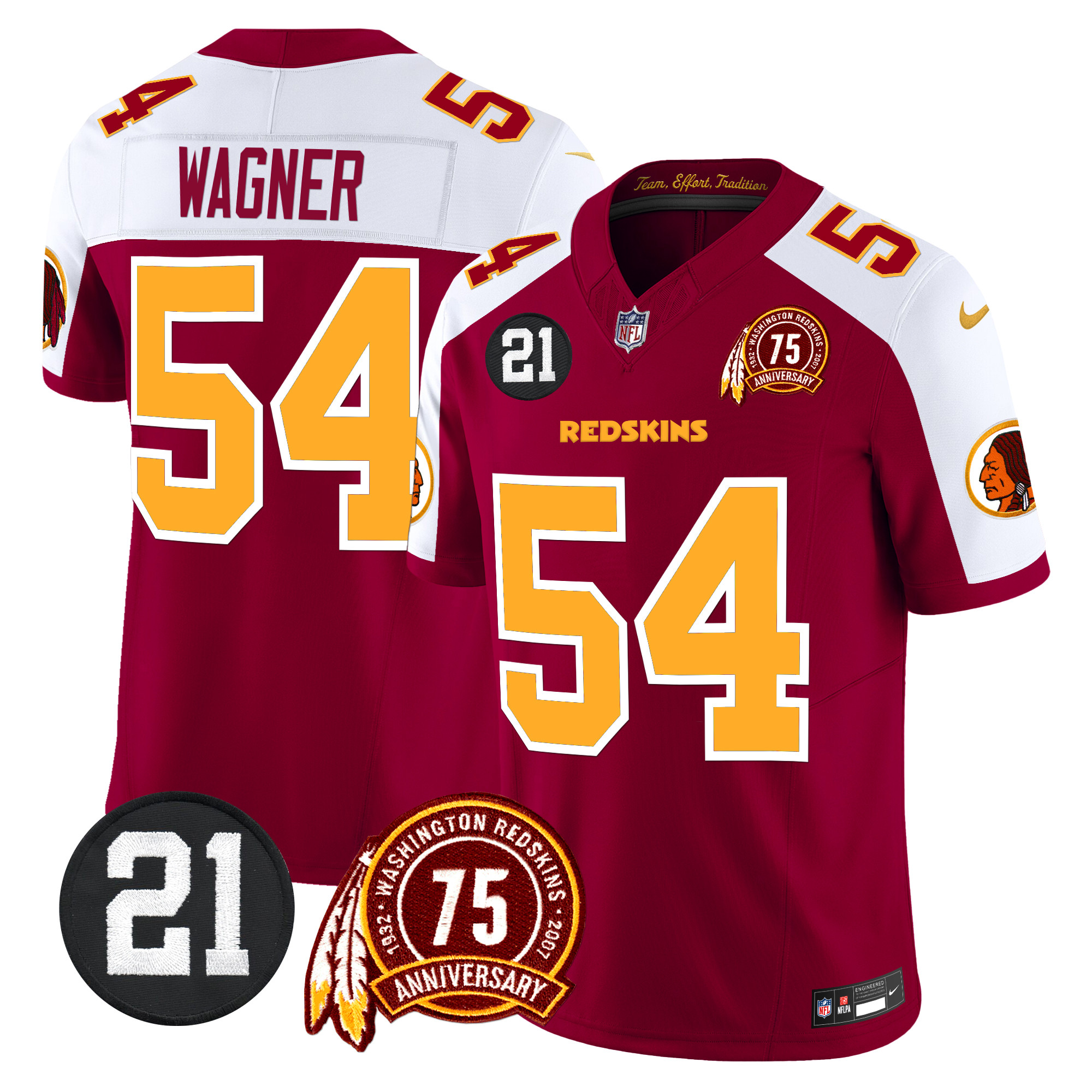 Bobby Wagner Men's Washington Redskins 75th & Sean Taylor Patch Vapor Limited Burgundy Alternate Jersey - All Stitched