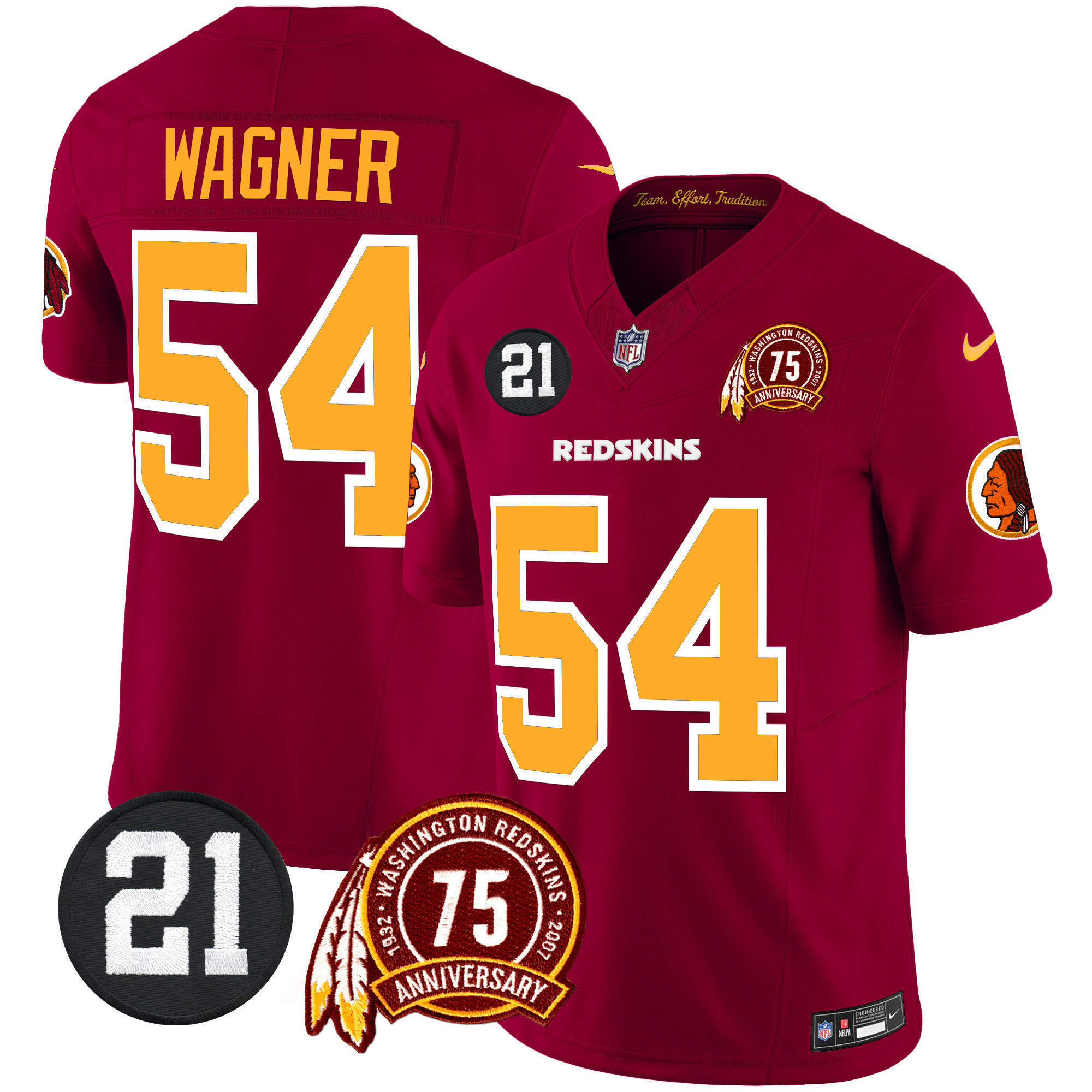 Bobby Wagner Men's Washington Redskins 75th & Sean Taylor Patch Vapor Limited Burgundy Jersey - All Stitched