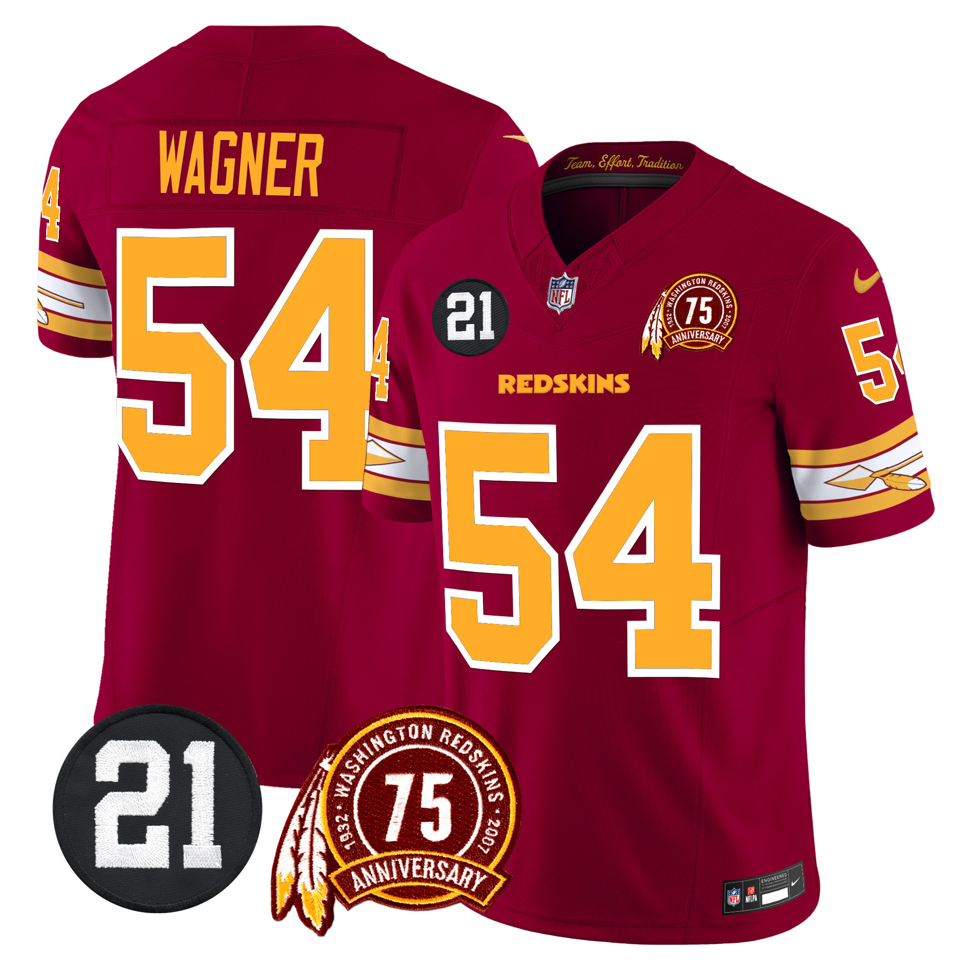 Bobby Wagner Men's Washington Redskins 75th & Sean Taylor Patch Vapor Limited Burgundy Jersey - All Stitched